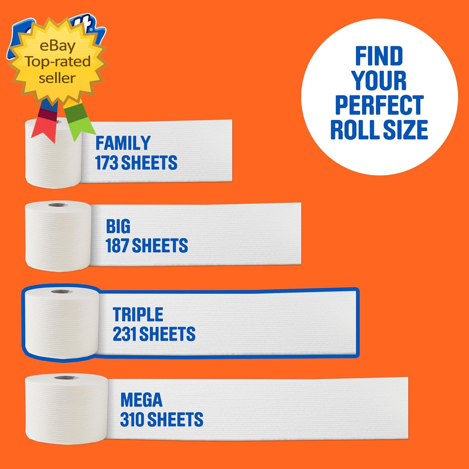 12 Triple Rolls Toilet Paper 231 Sheets Each Septic Safe 1 Ply Bathroom Tissue
