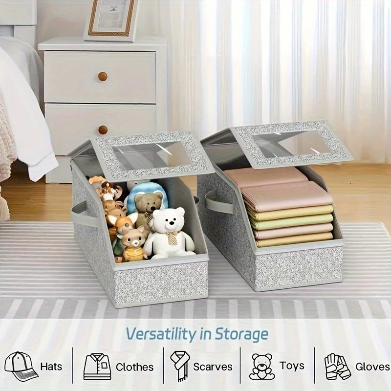 1/2x Stackable Hat Storage Organizer for Baseball Caps 24 Caps Hat Box with Lid