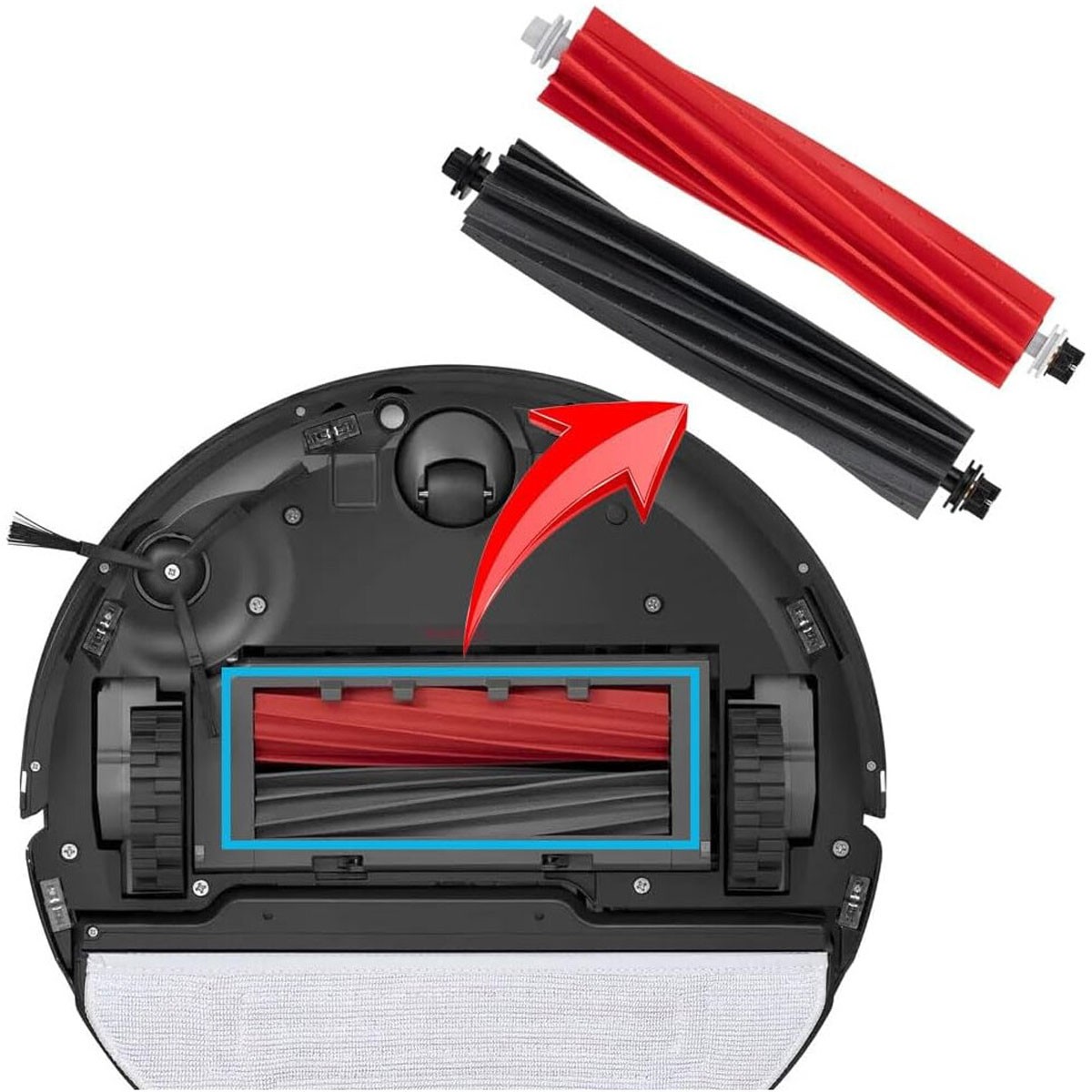 1 Set Main Brushes Compatible with Roborock S8, S8+, S8 Pro Ultra, Q5 Black/Red