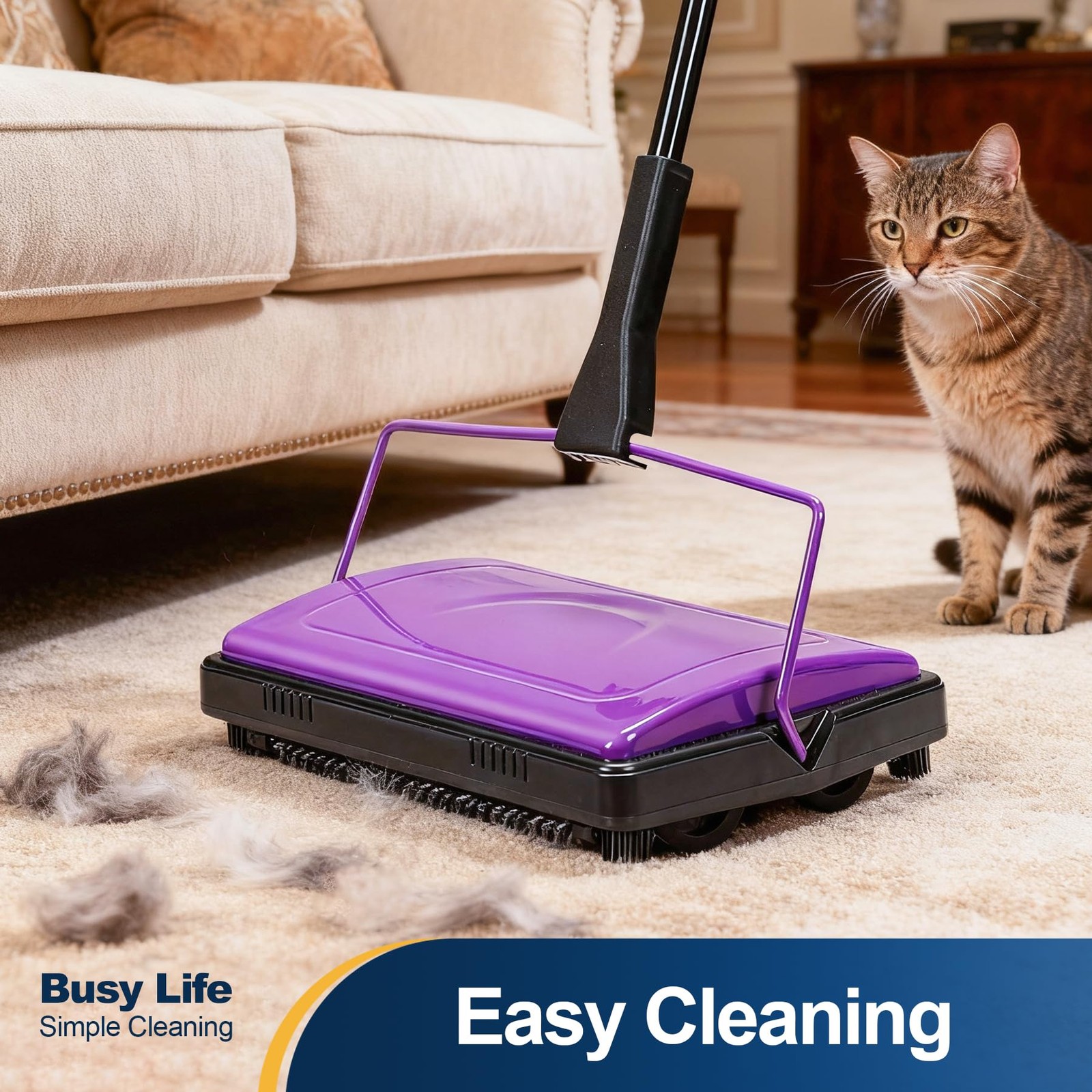 Yocada Carpet Sweeper Cleaner for Home Office Low&Undercoat Carpets Rugs Pet