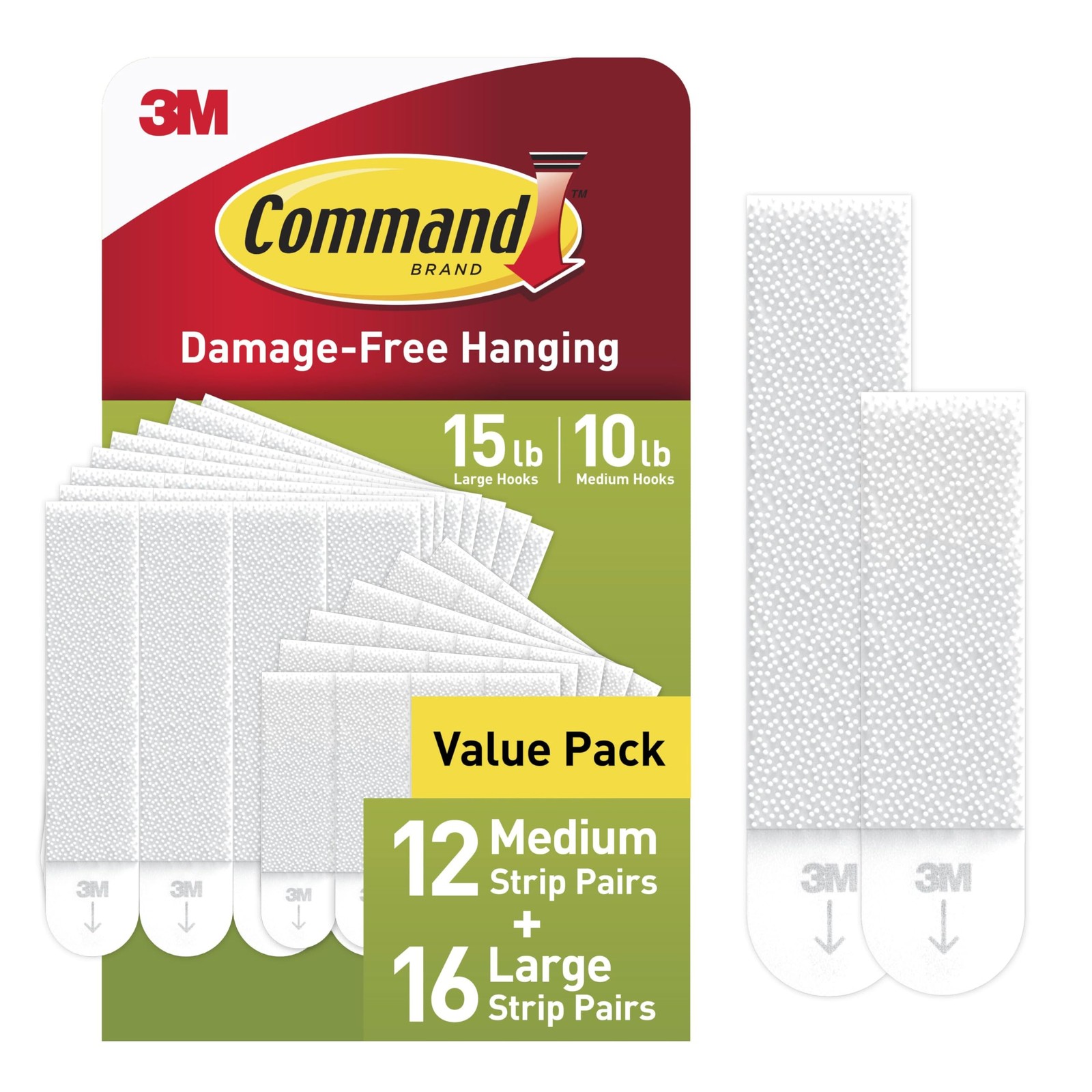15 Lb & 10 Lb Large And Medium 28 Pairs Picture Hanging Strips, Damage-free