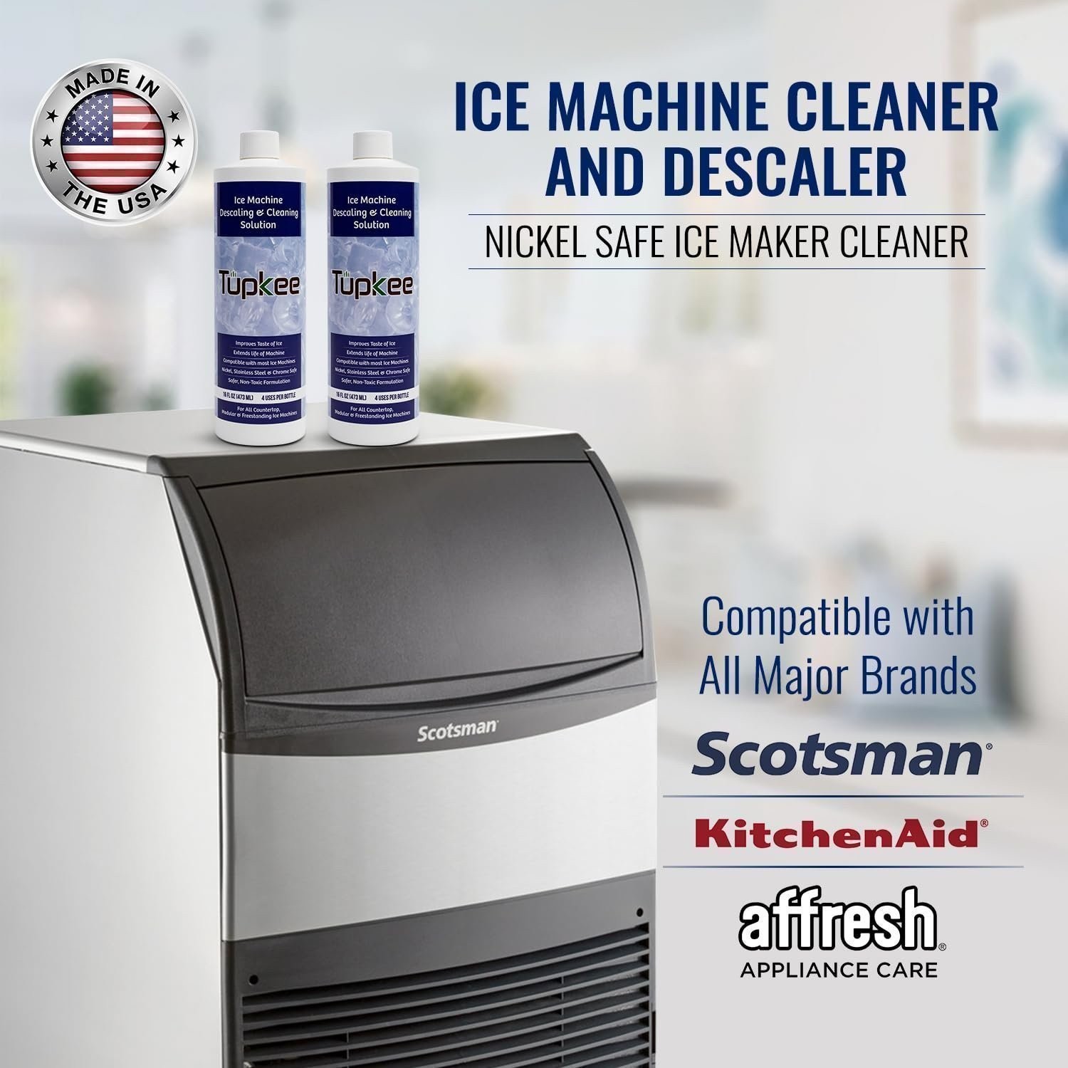Tupkee Ice Machine Cleaner Nickel Safe, 16oz Ice Maker Cleaner, Universal 4 Pack