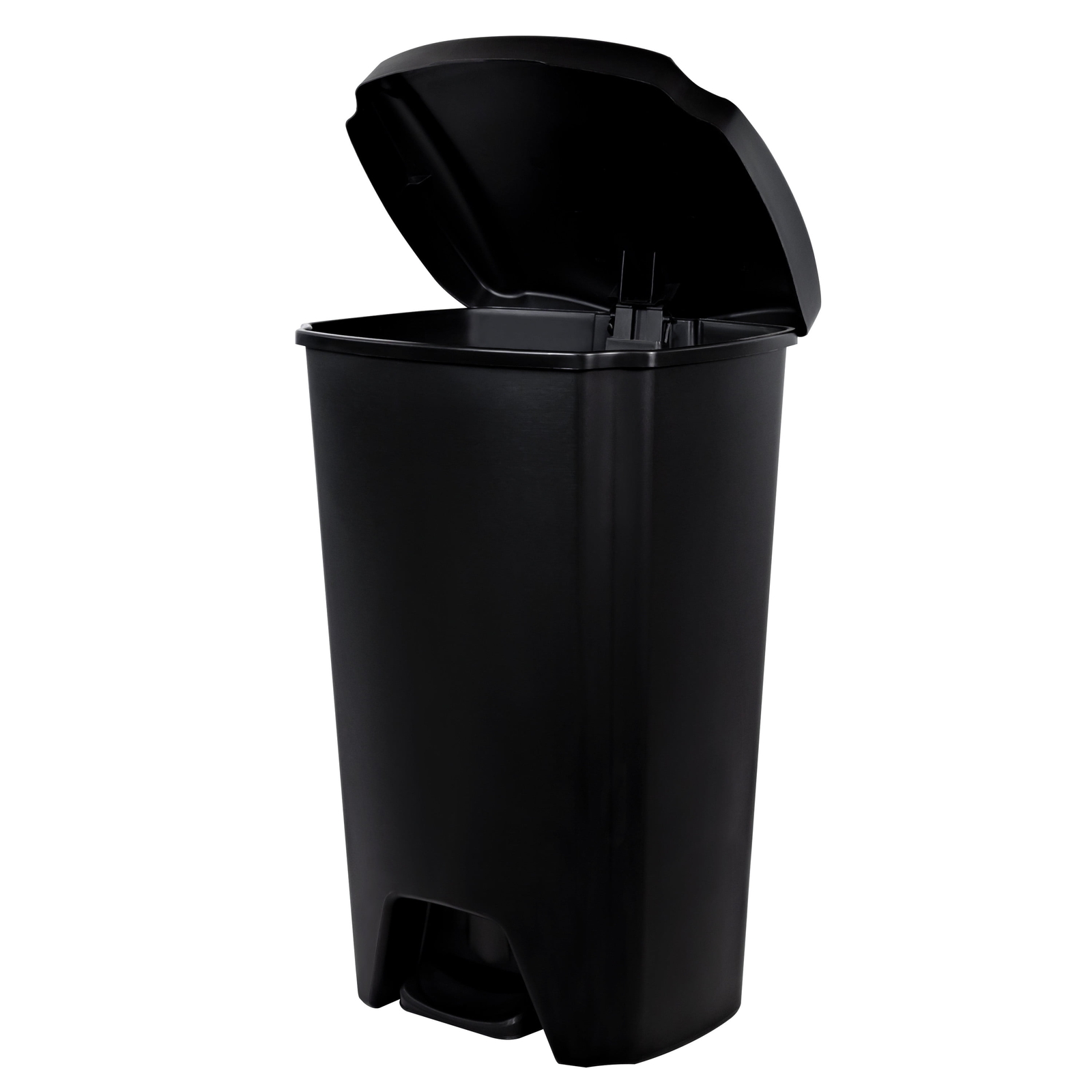 Black,12.1 Gallon Trash Can, Plastic Step On Kitchen Trash Can,