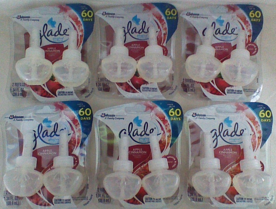 100 Glade Plugins Scented Oil Warmer Refills Apple Cinnamon Holiday No Box Air