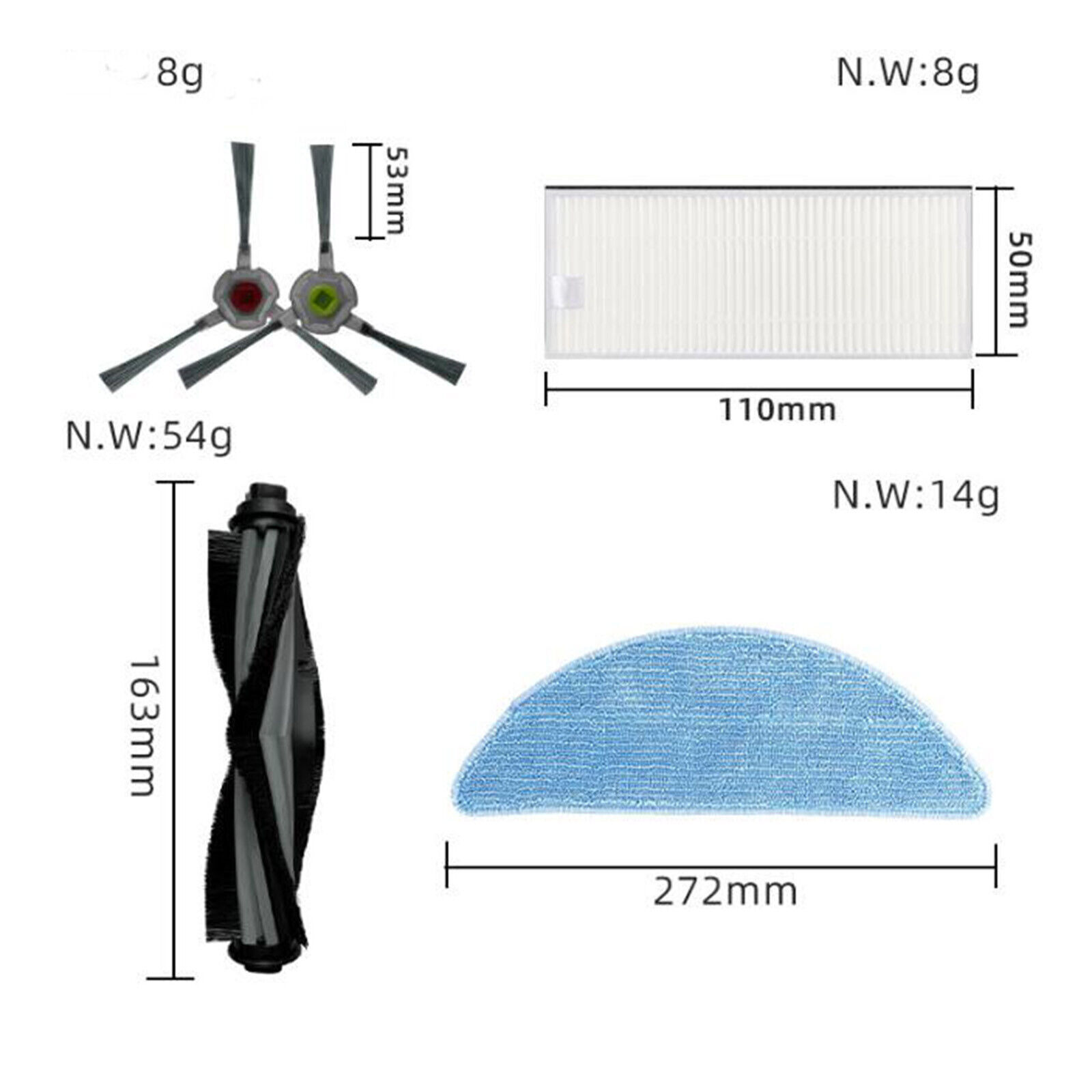 For Ecovacs Yeedi K650 Side Brush Main Brush Filter Mop Cloth Rags