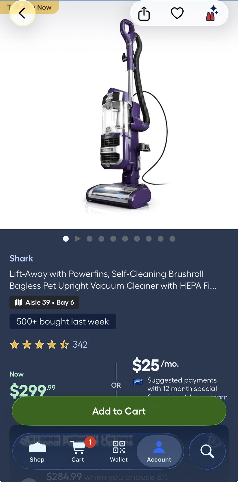New Shark Lift-Away with Powerfins Self-Cleaning Brushroll Bagless Pet Vacuum