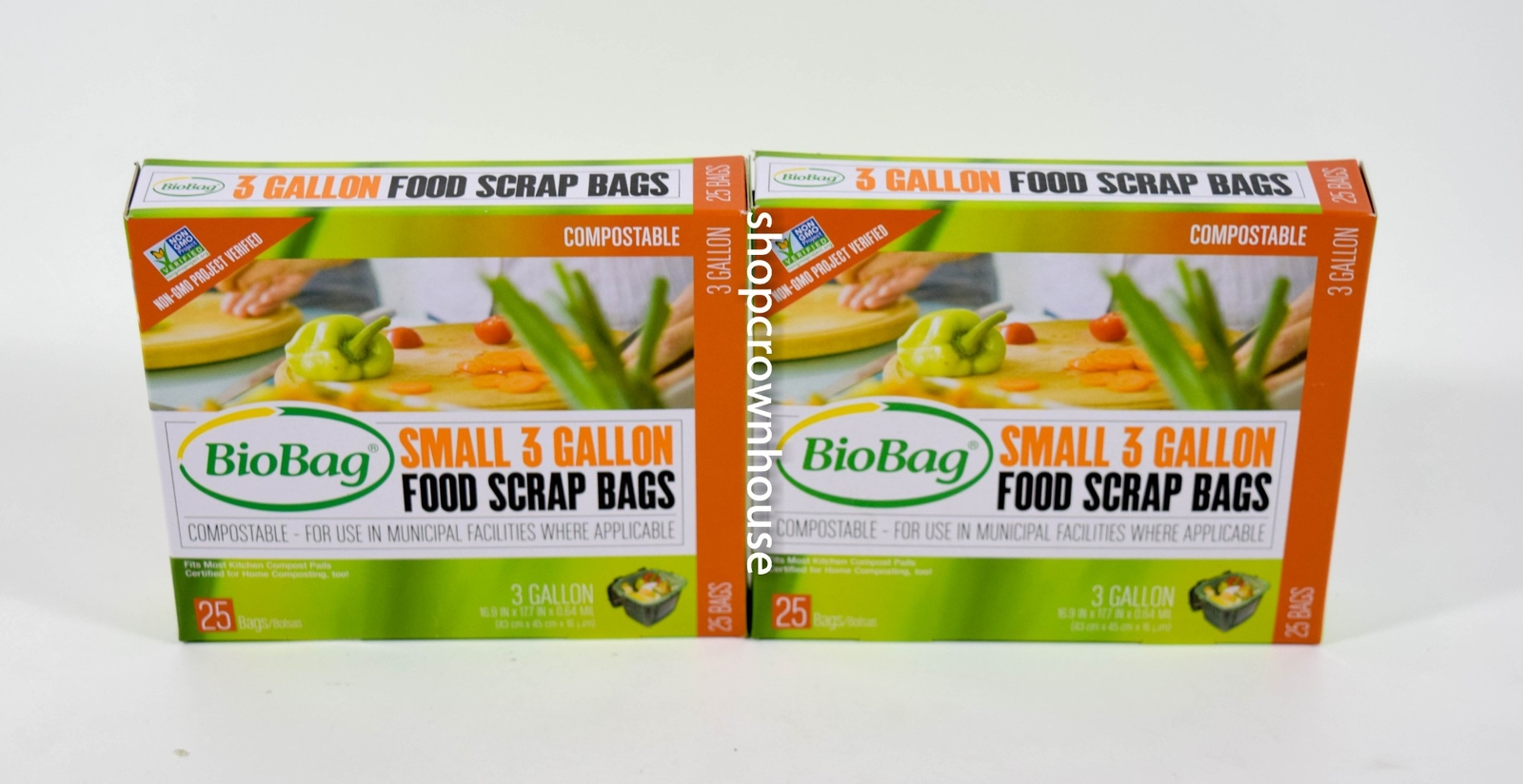 2 BioBag Small 3 Gallon Food Scrap 25 Bags Compostable Made with GMO Food Crops