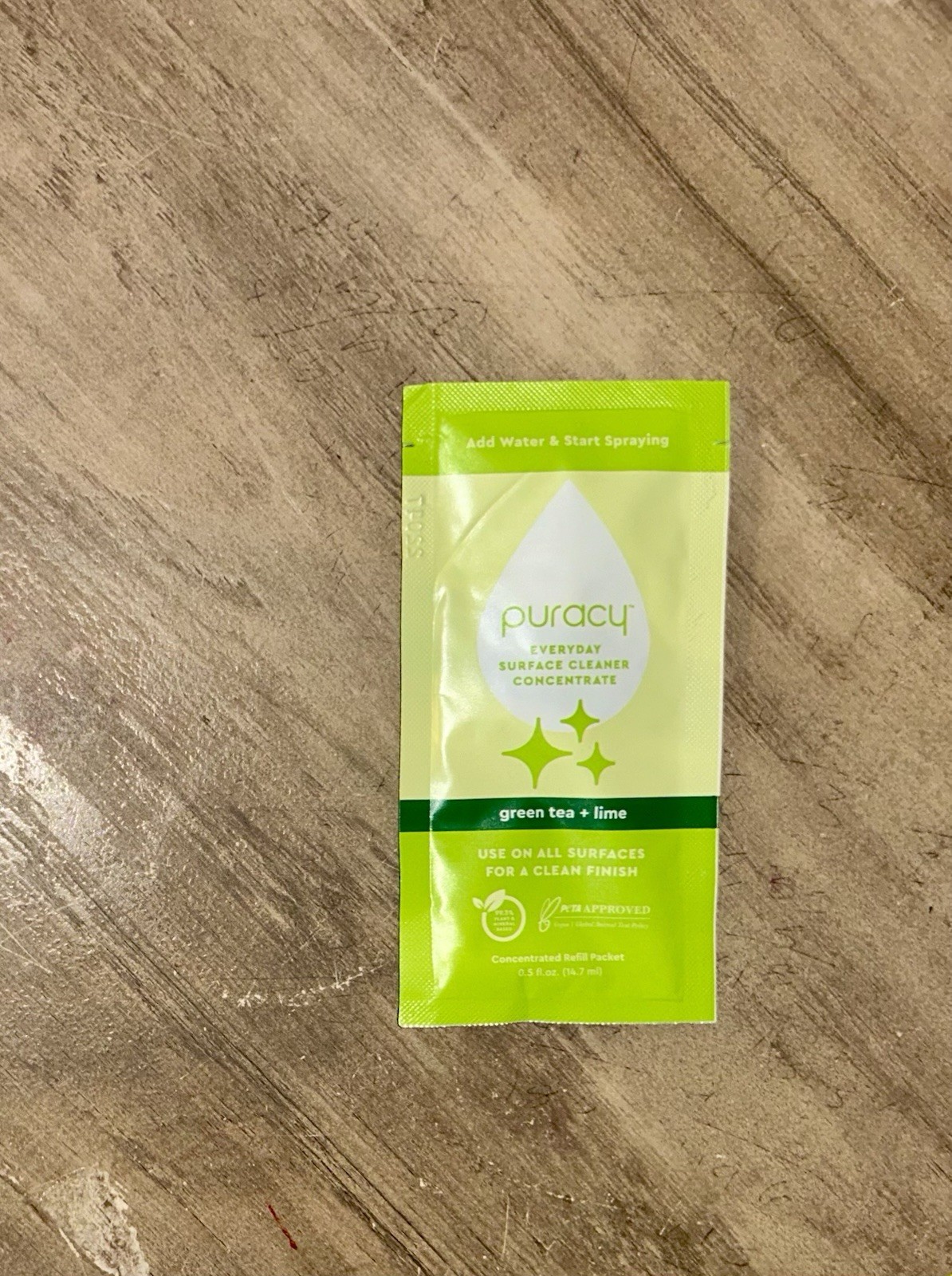 Puracy Green Tea & Lime Everyday Surface Cleaner Concentrate Packet 0.5 fl oz