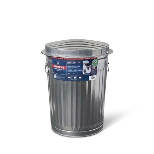 Behrens Galvanized Steel Utility Trash Can with Lid, 20 Gal., Model# 00111K