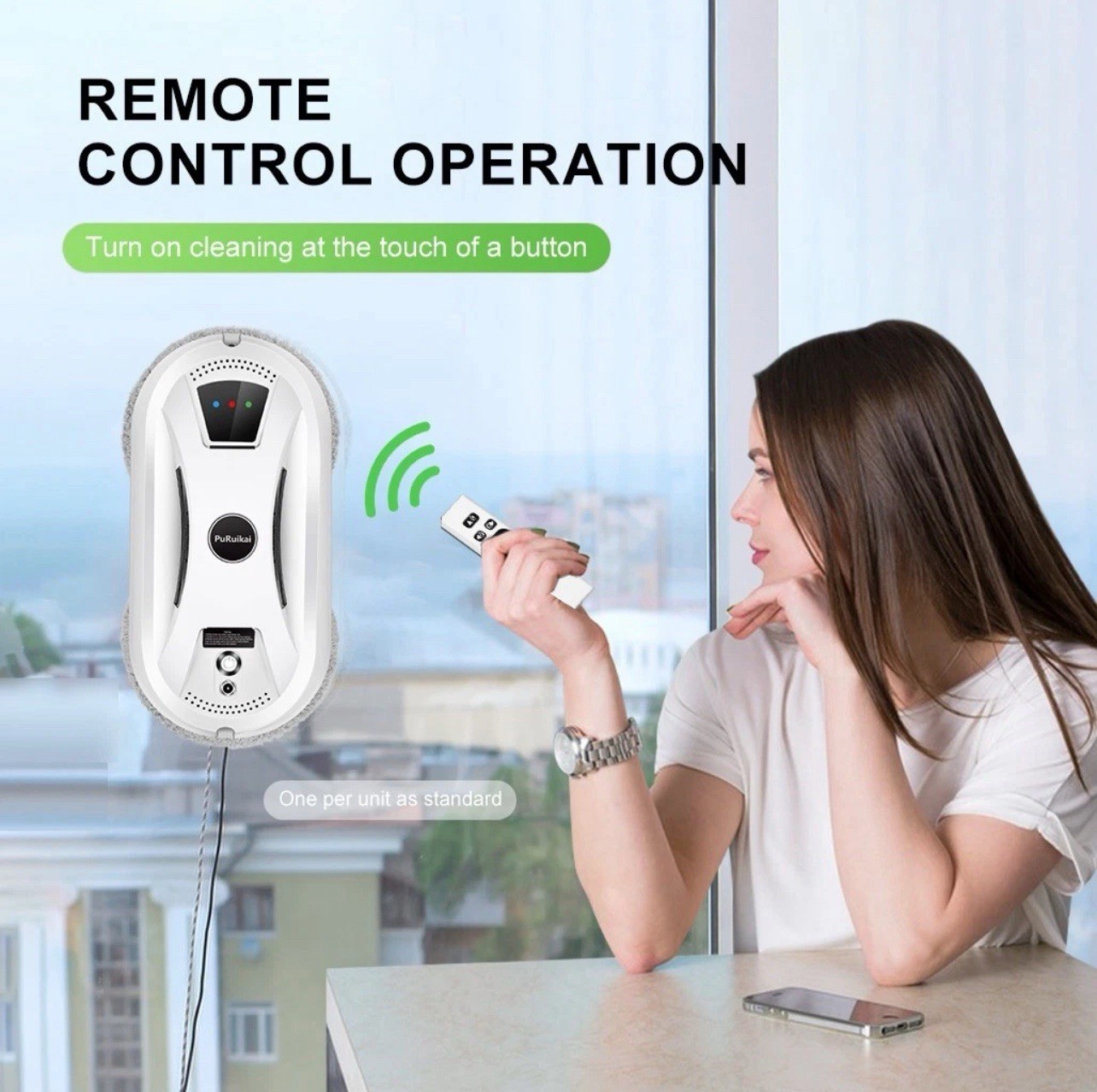 Smart Window Cleaning Robot, Remote Control Glass Cleaner, One-Button Operation
