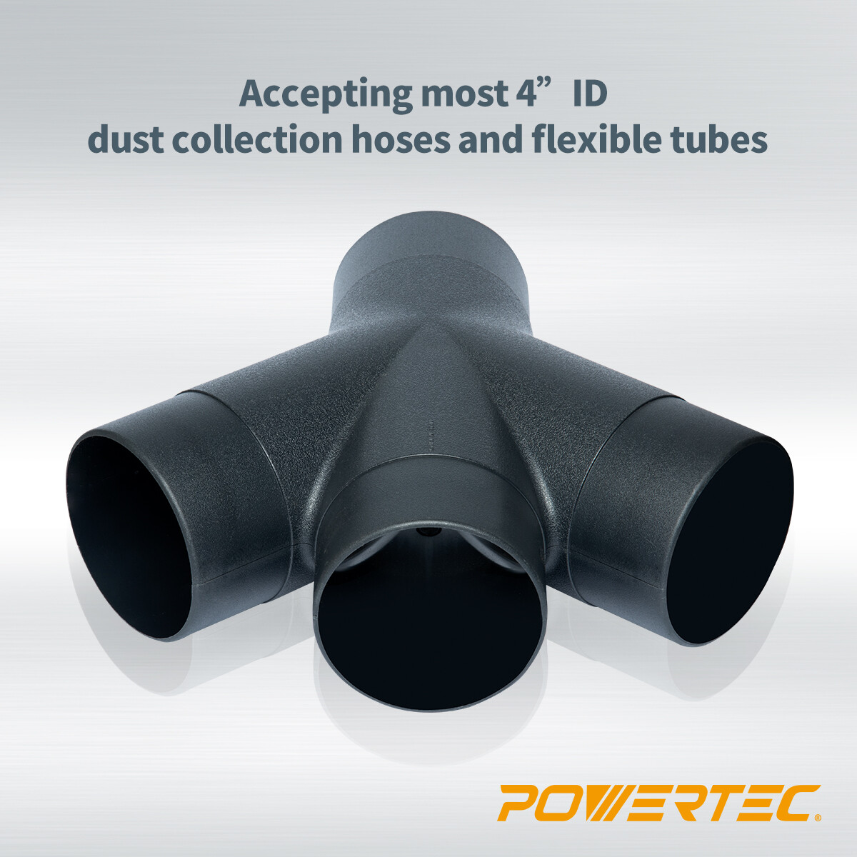 POWERTEC 3-Way Dust Collection Fitting – Y Shaped for 4 inch Hose & Cuff (70275)