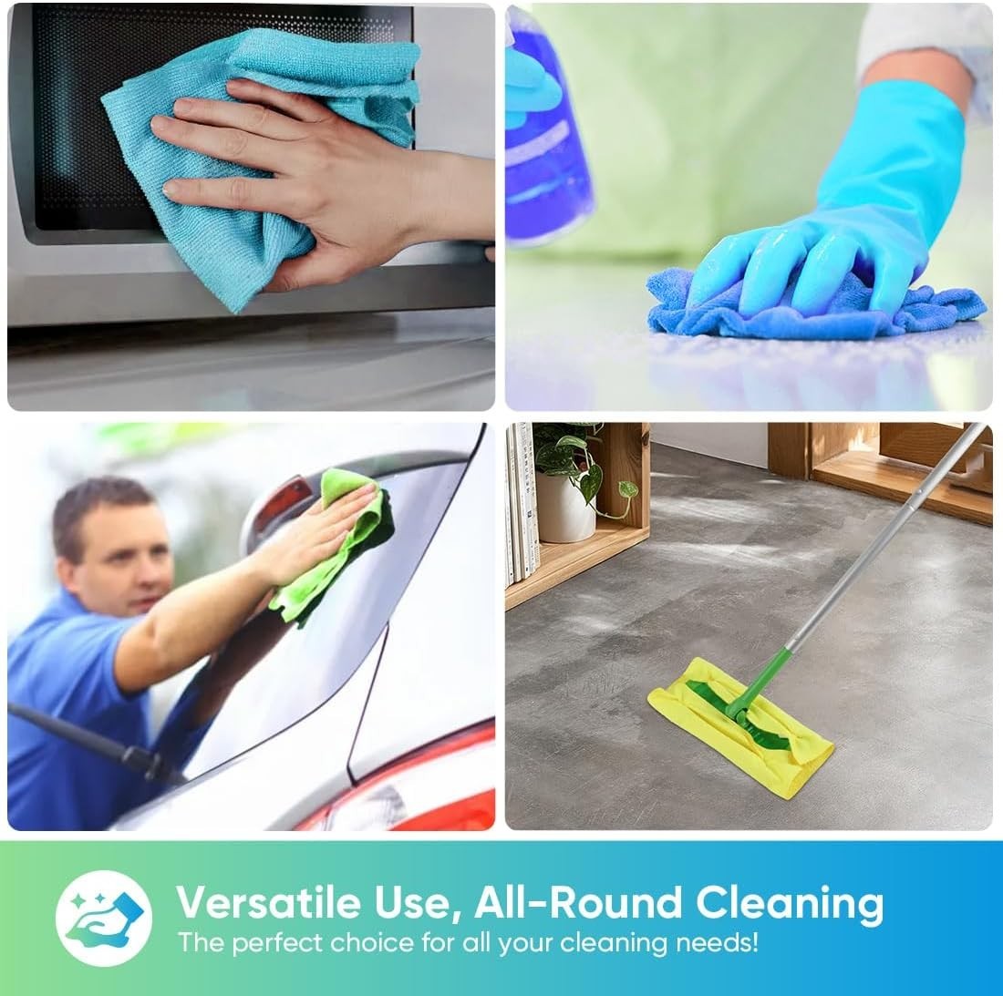 Versatile 20 Pack Microfiber Cleaning Rags – Lint-Free and Quick-Dry, 11.5×11.5