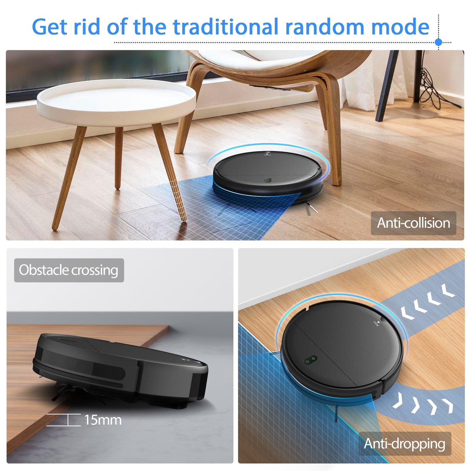 ONSON Robot Vacuum Cleaner BR151, 3500Pa Suction, 2 in 1 Mop Combo, Wi-Fi and