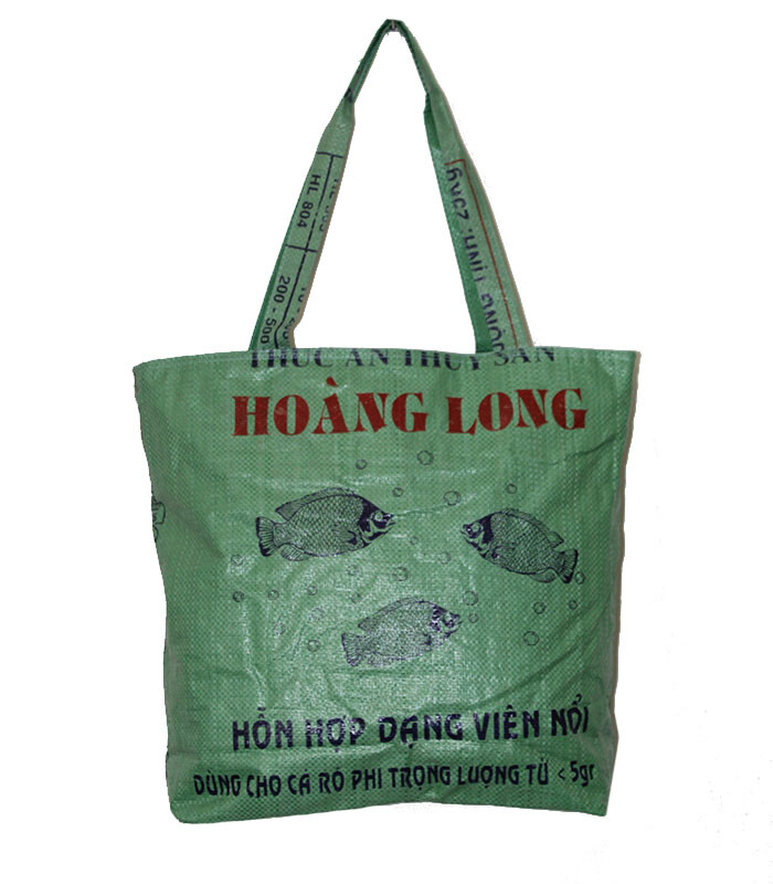 Recycled Fish Feed Bag Large Deluxe Beach Tote Fair Trade from Cambodia