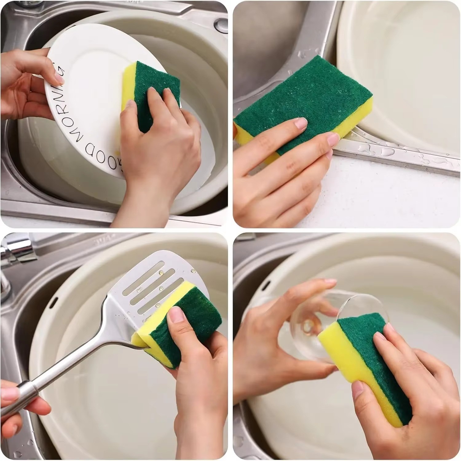 15/30 Pack Kitchen Cleaning Sponges Scourers Washing Up Non-Scratch for Dish Pad