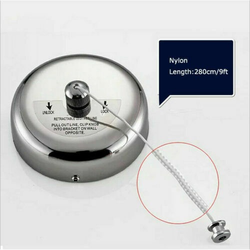 1 Set 9feet/2.8m Stainless Steel And Nylon Retractable Single Clothes Line New