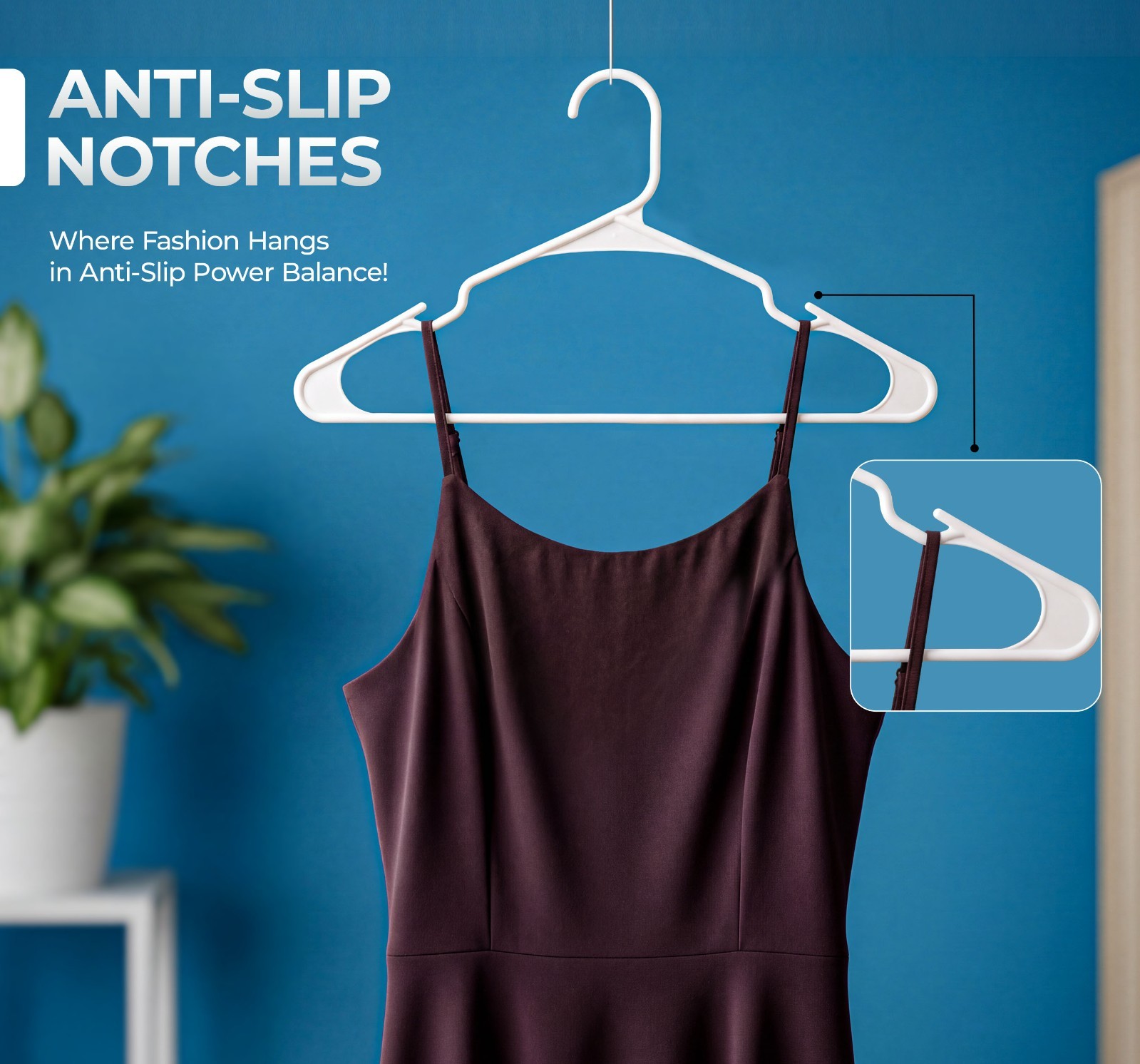 Heavy-Duty Non-Slip Plastic Clothes Hangers – 20/50 Pack, White & Black