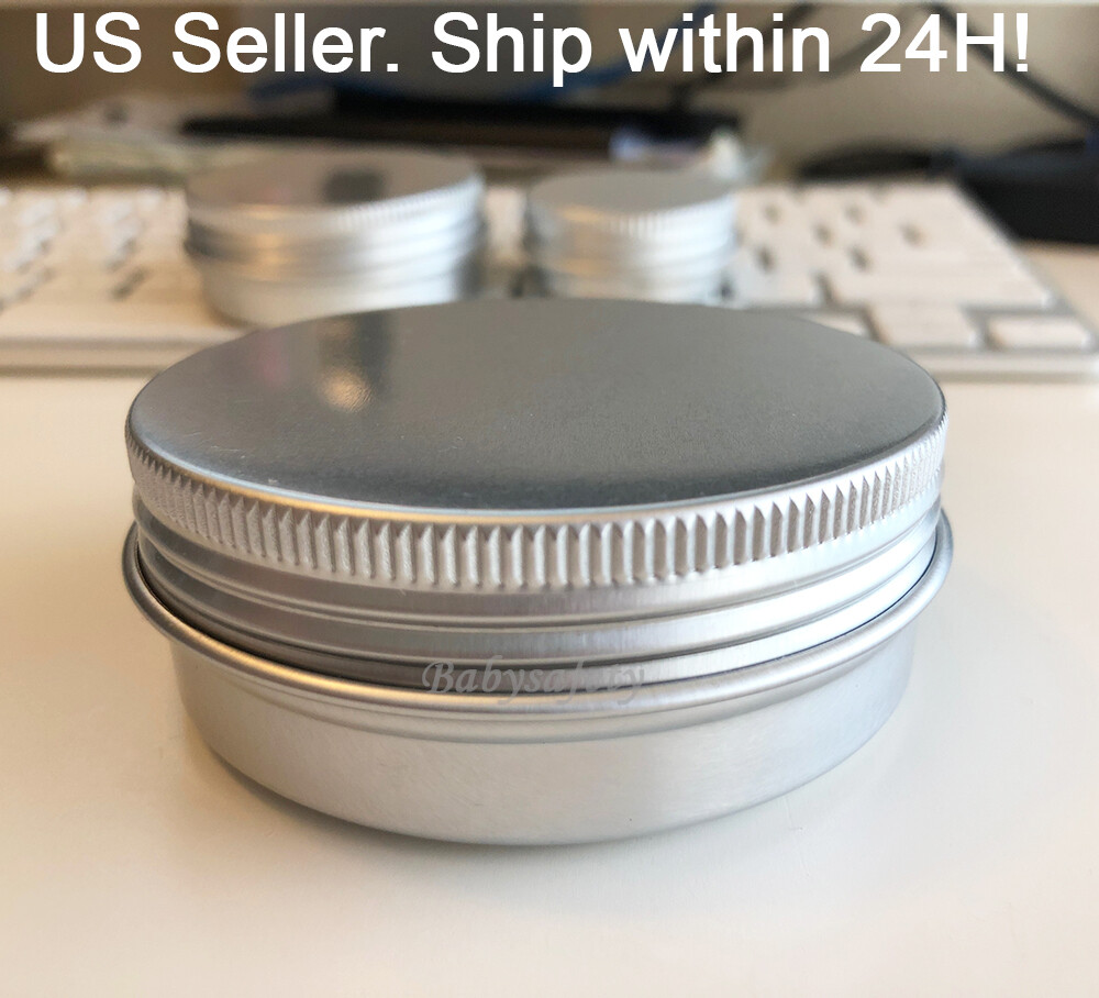 24PCS/ 1oz Silver Aluminum Round Lip Metal Tin Storage Jar Balm Container & Lid