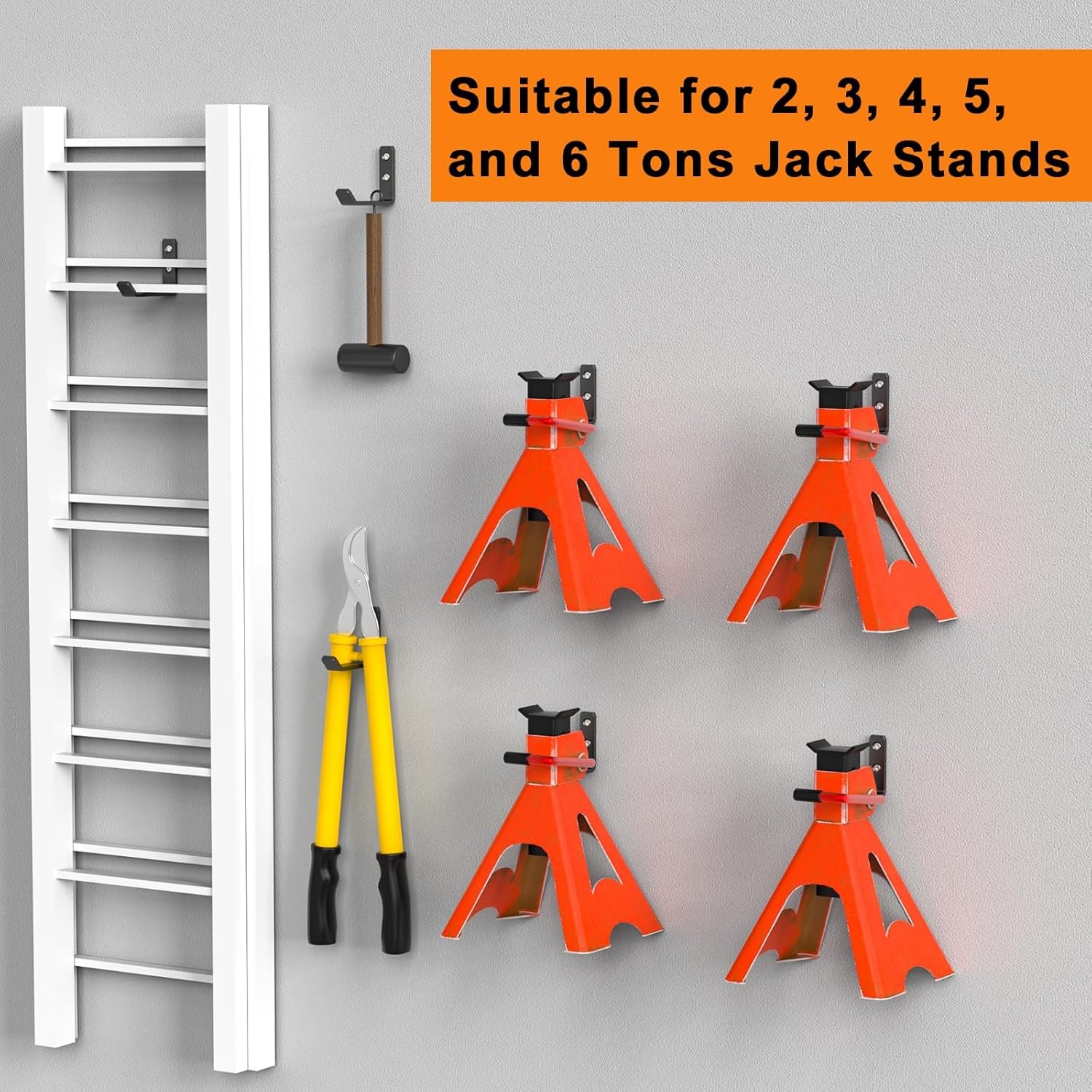 6 Pack Jack Stands Wall Mount Organizer, Car Jack Stand Wall Hooks for Hang