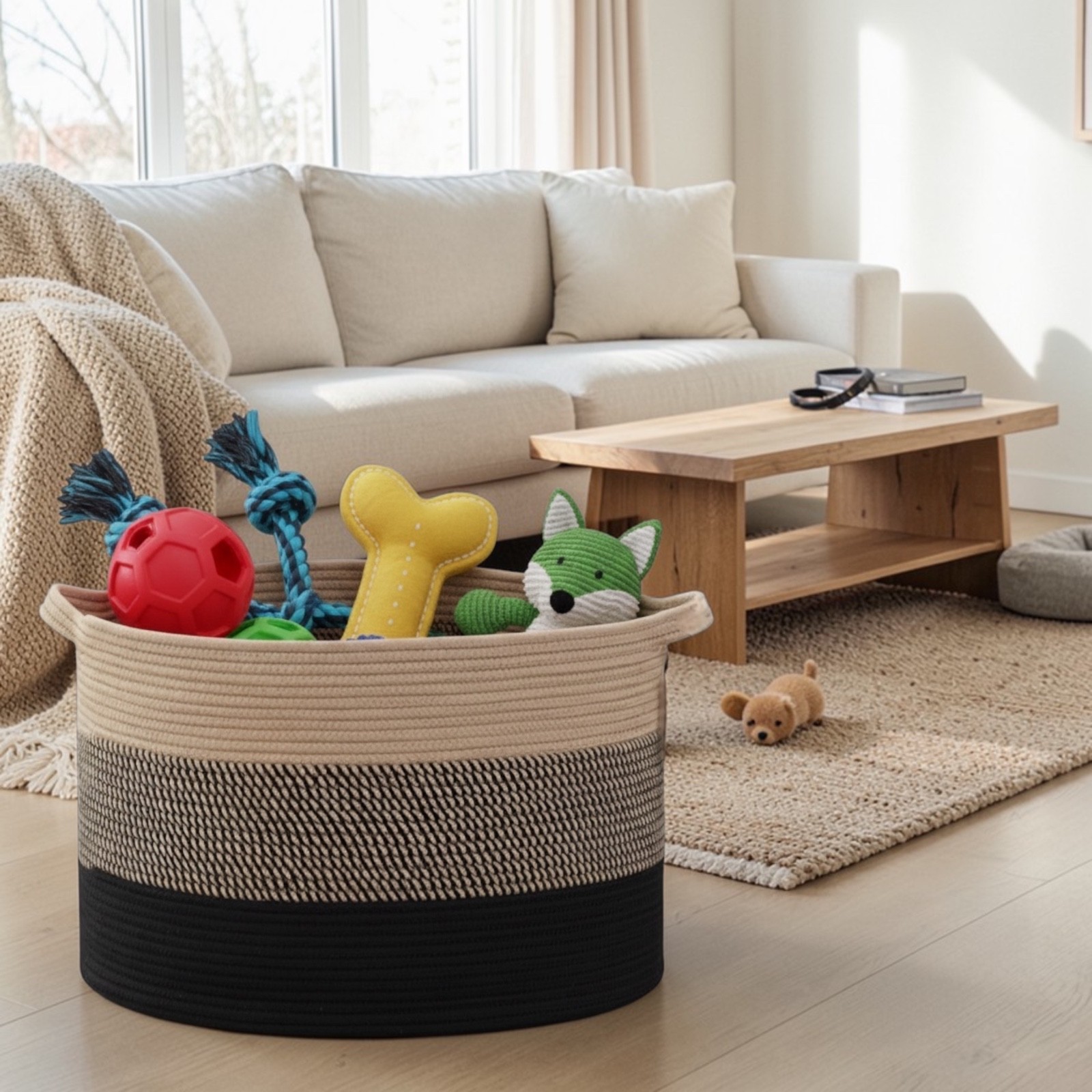 XXXL Cotton Rope Storage Basket Baby Laundry Toys Woven hamper 21.7″x13.8″