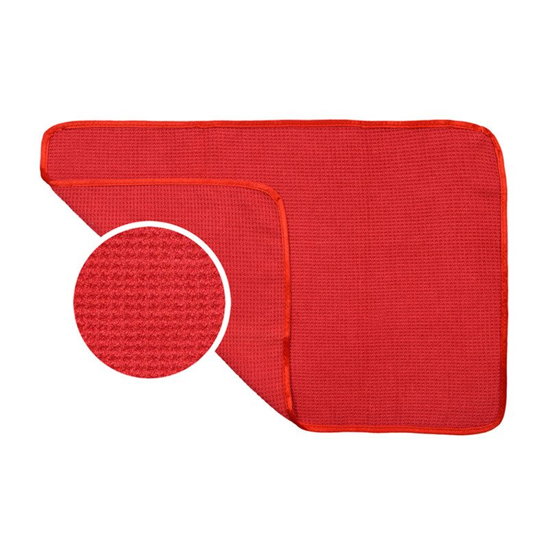 3 Pcs Waffle Weave Glass & Window Microfiber Towel, Red (24″ x 16″)