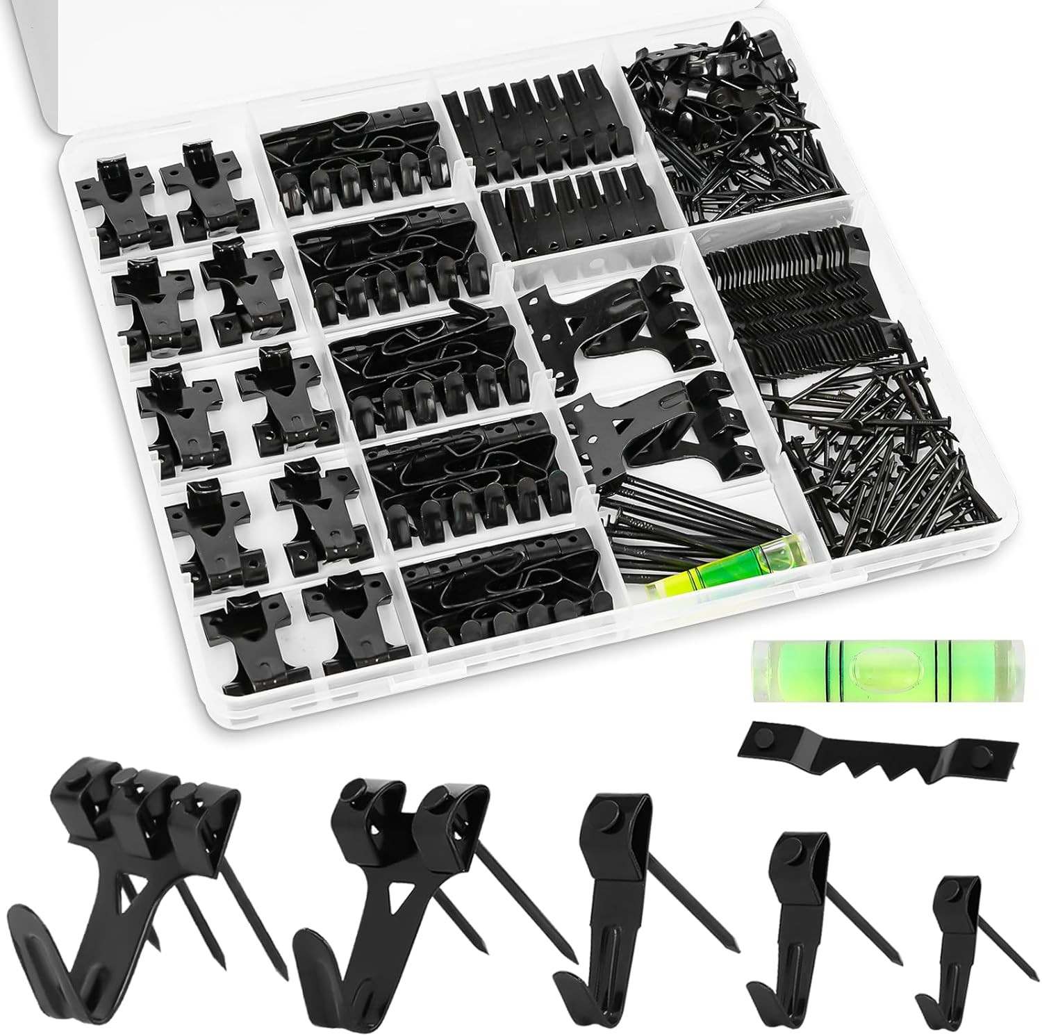 385PCS Picture Hanging Kit Heavy Duty Wall Hooks Nails Frame Hangers Set