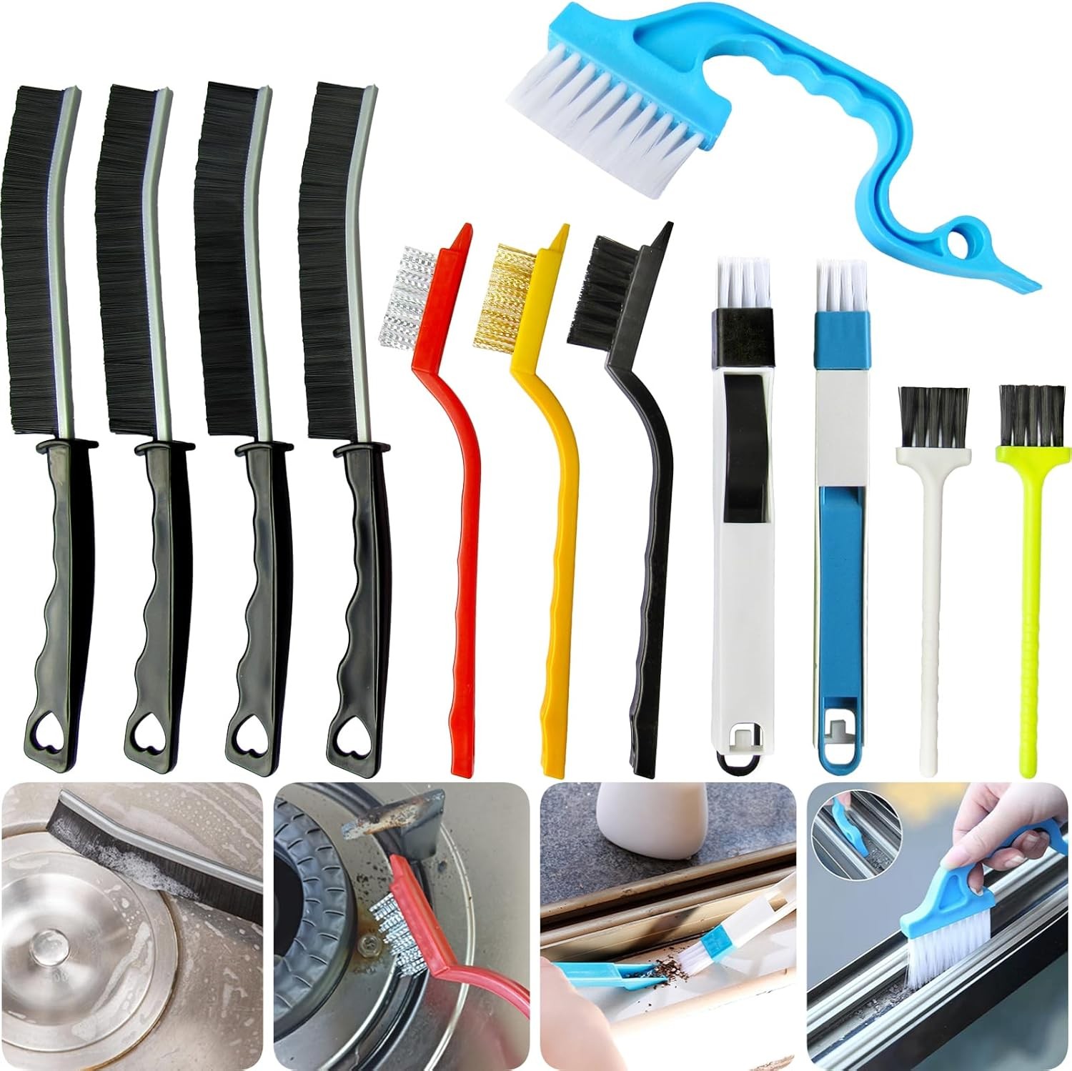 12Pcs Crevice Cleaning Brush,Small Gap Cleaning Brushes for Cleaning Bathroom ..