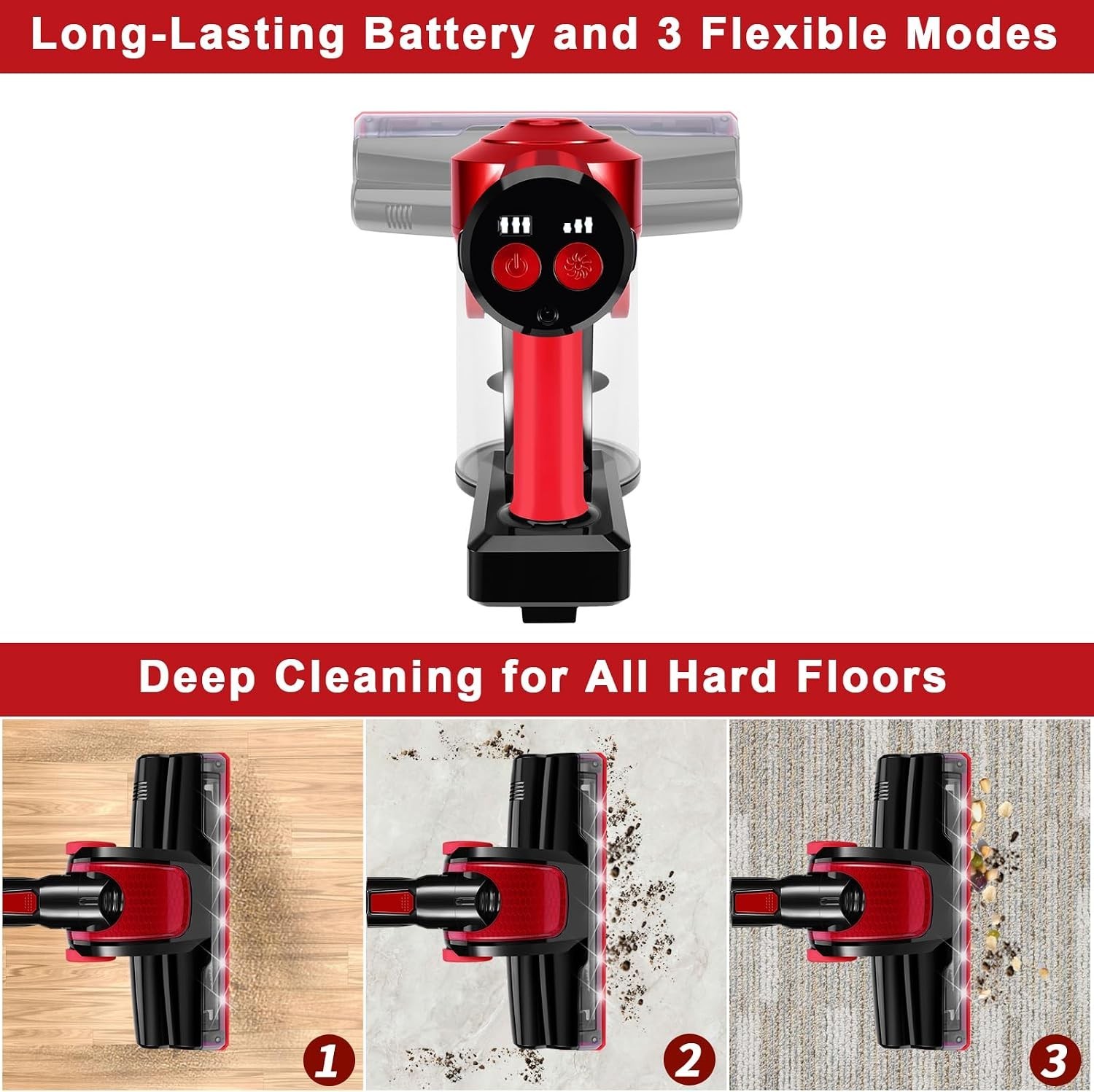 C150 Cordless Vacuum Cleaner with 2200mAh Rechargeable Battery, 18000Pa Cyclo…