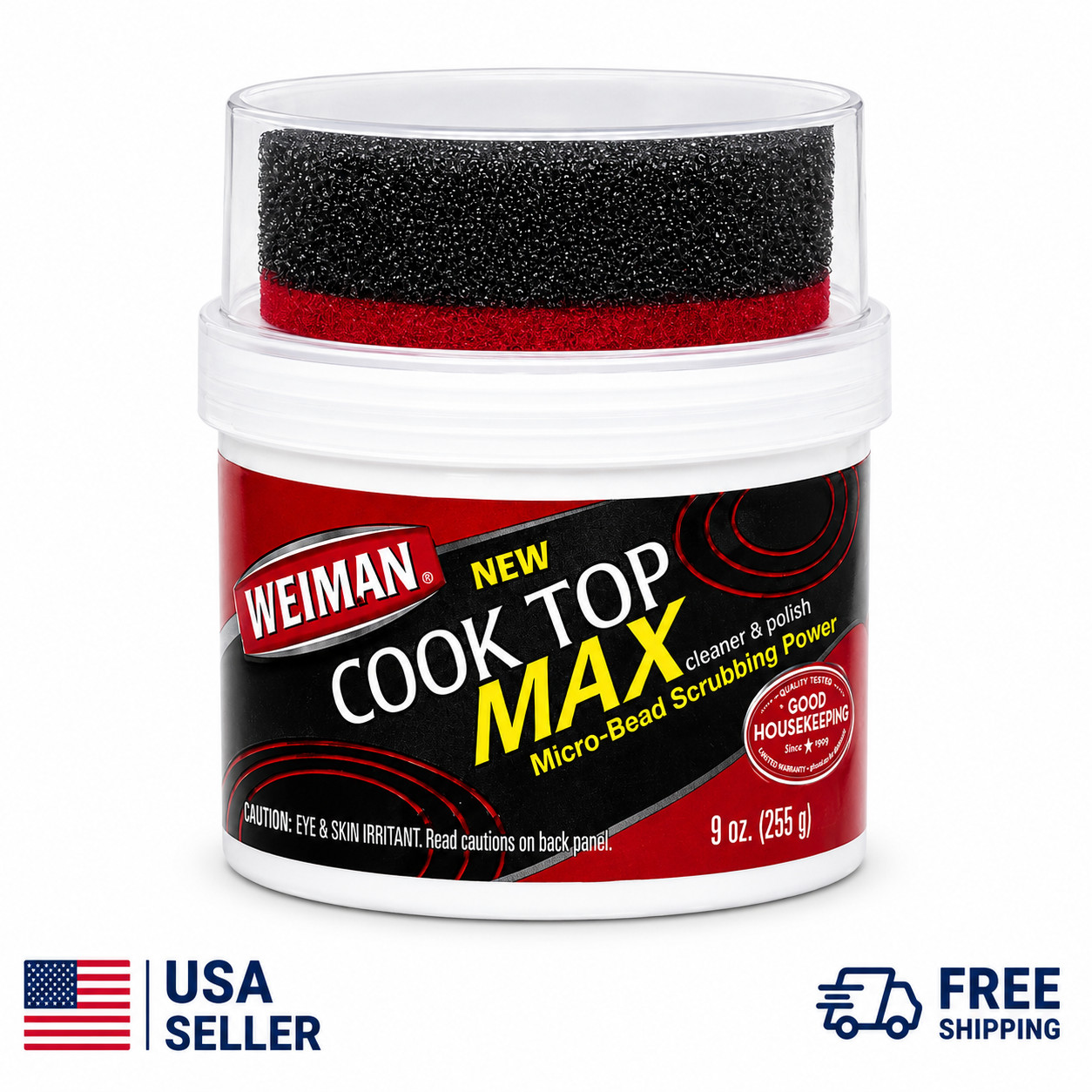 Weiman Cooktop Max Cleaner Polish 9 oz Glass Stove Top Scrub Pad Cleaner
