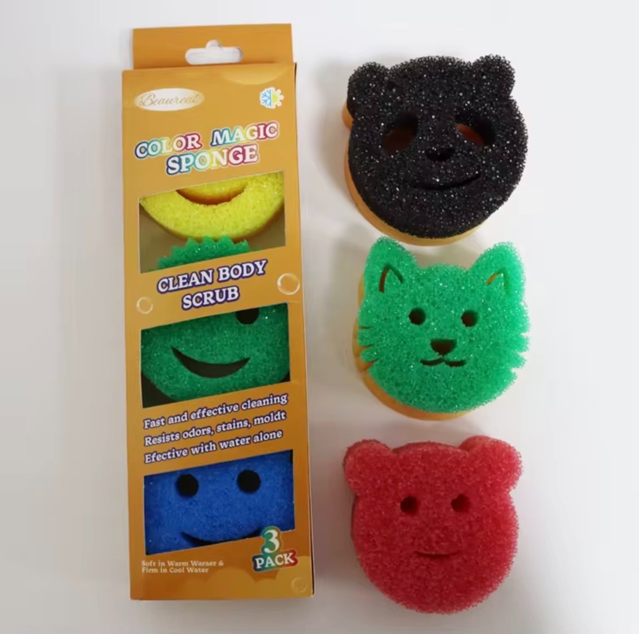 3-Pack Temp Changing Magic Sponge Soft Warm Hard Cold Eco Scrubber