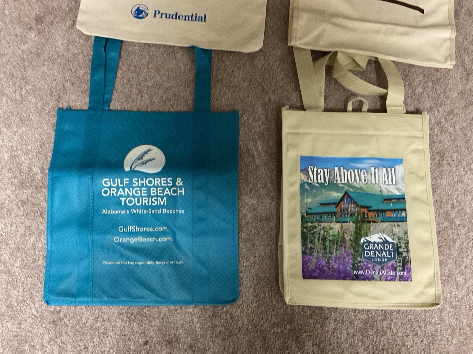 Lot of 5 Miscellaneous Sized Advertising Canvas Totes Bags.