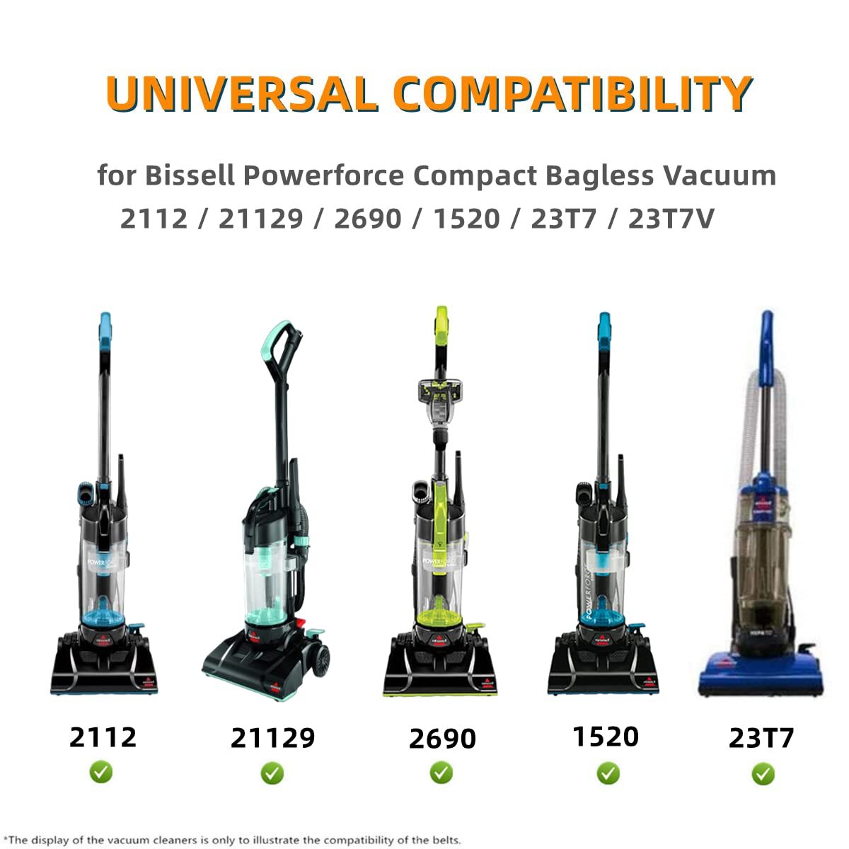 2x For Bissell 2112,1520,2690,3508,23T7,23T7V Vacuum Cleaner 1604895