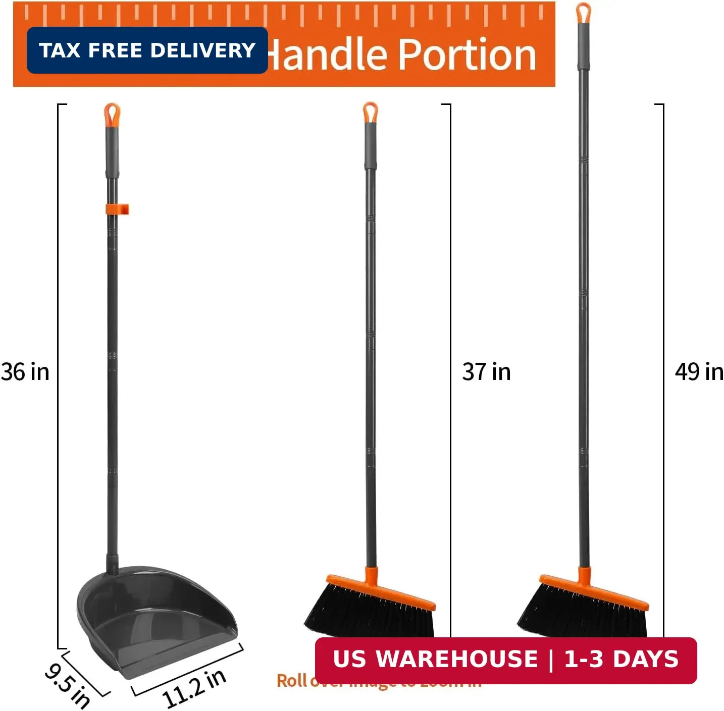 Long Handle Broom with Dustpan Combo Set for Office Home Kitchen Lobby Floor Cle