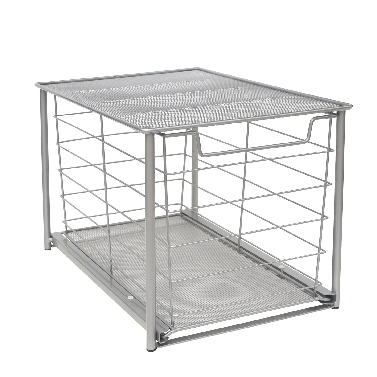 Large Stackable Slide-Out Drawer Organizer, Satin Nickel, 15″ x 10 ” X 9.3″