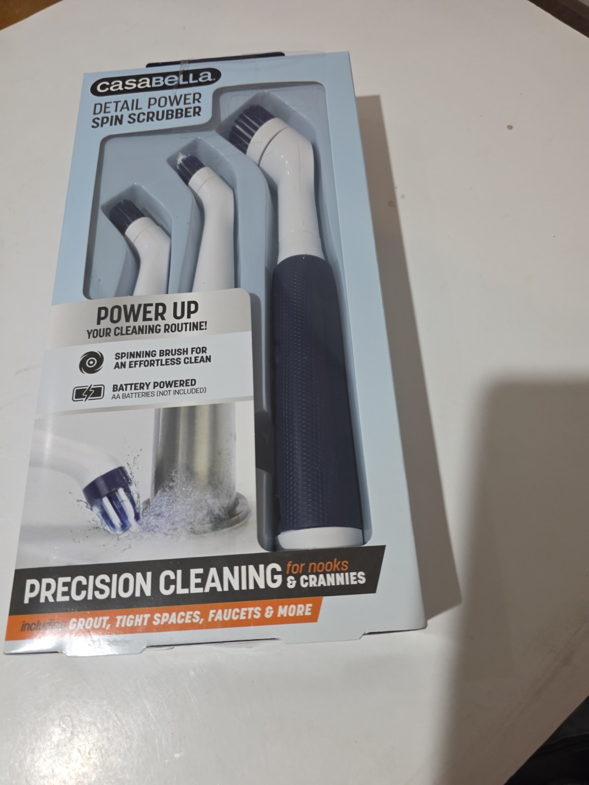 Casabella Power Spin Detail Scrubber 3 Brush Grout Cleaner NEW