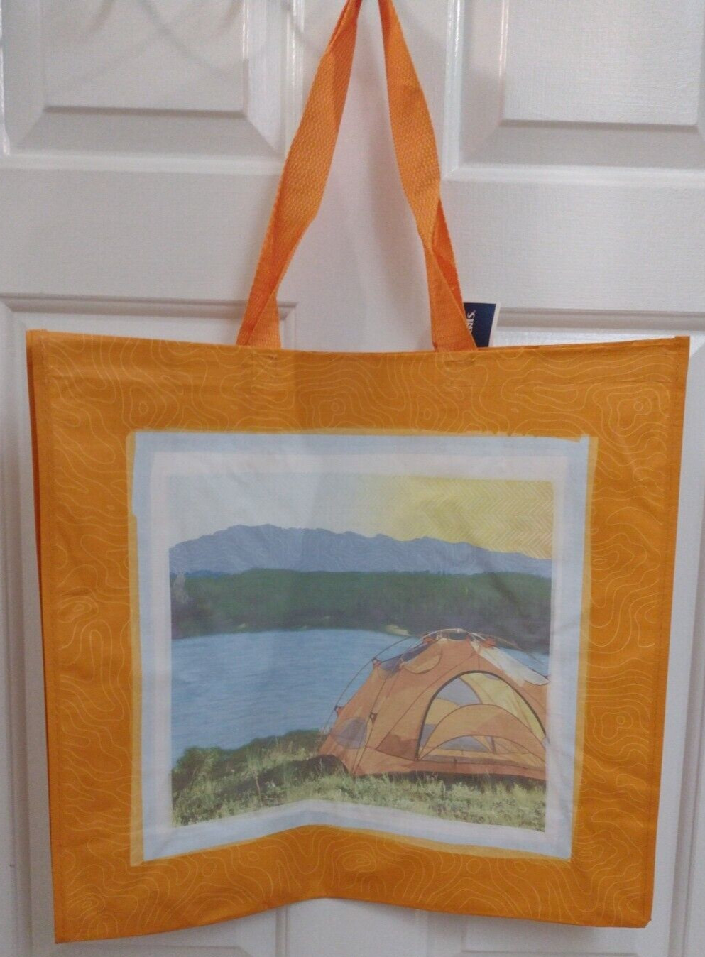 Eco Friendly Large Resuable Tote Bag Camping Tent Riverside Mountains Marshalls