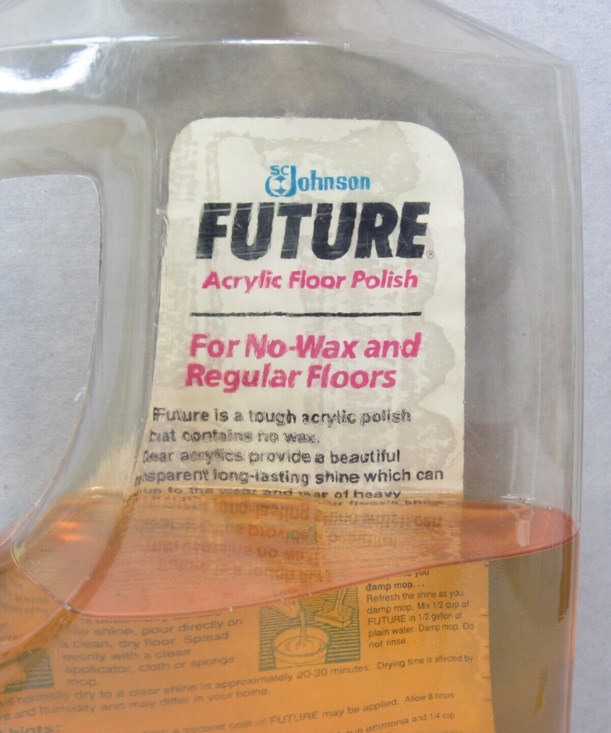 RARE Vtg 1989 Pledge FUTURE Acrylic Floor Finish No Wax 50% Full 46oz SC Johnson