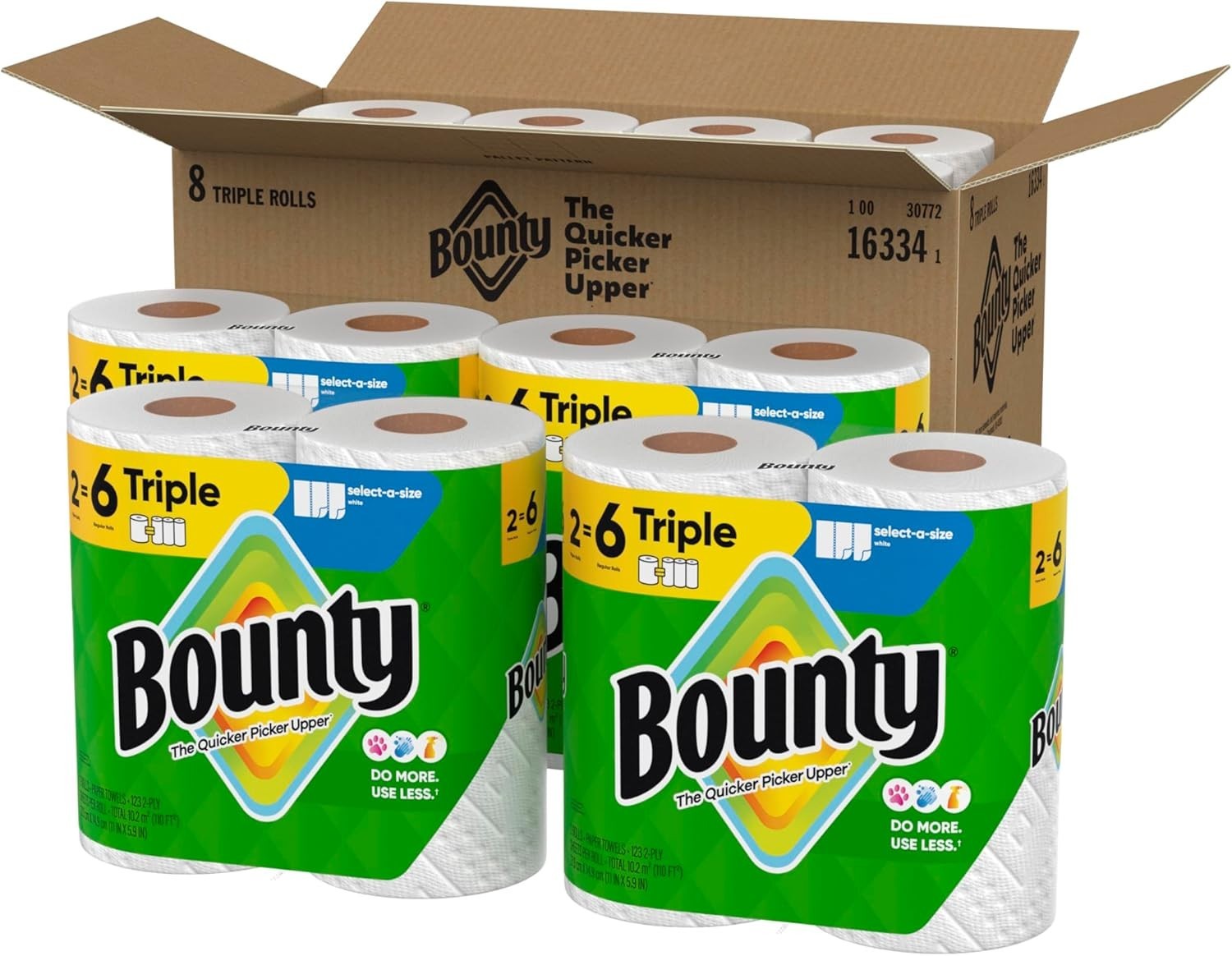 Bounty Select-A-Size 8 Triples 24 Regular Rolls Paper Towels – White