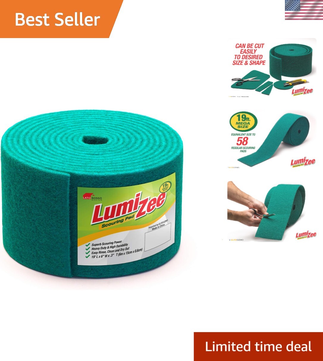 Economy Size 19ft Green Scrubbing Pad – Effective for Kitchen, Grills, and More