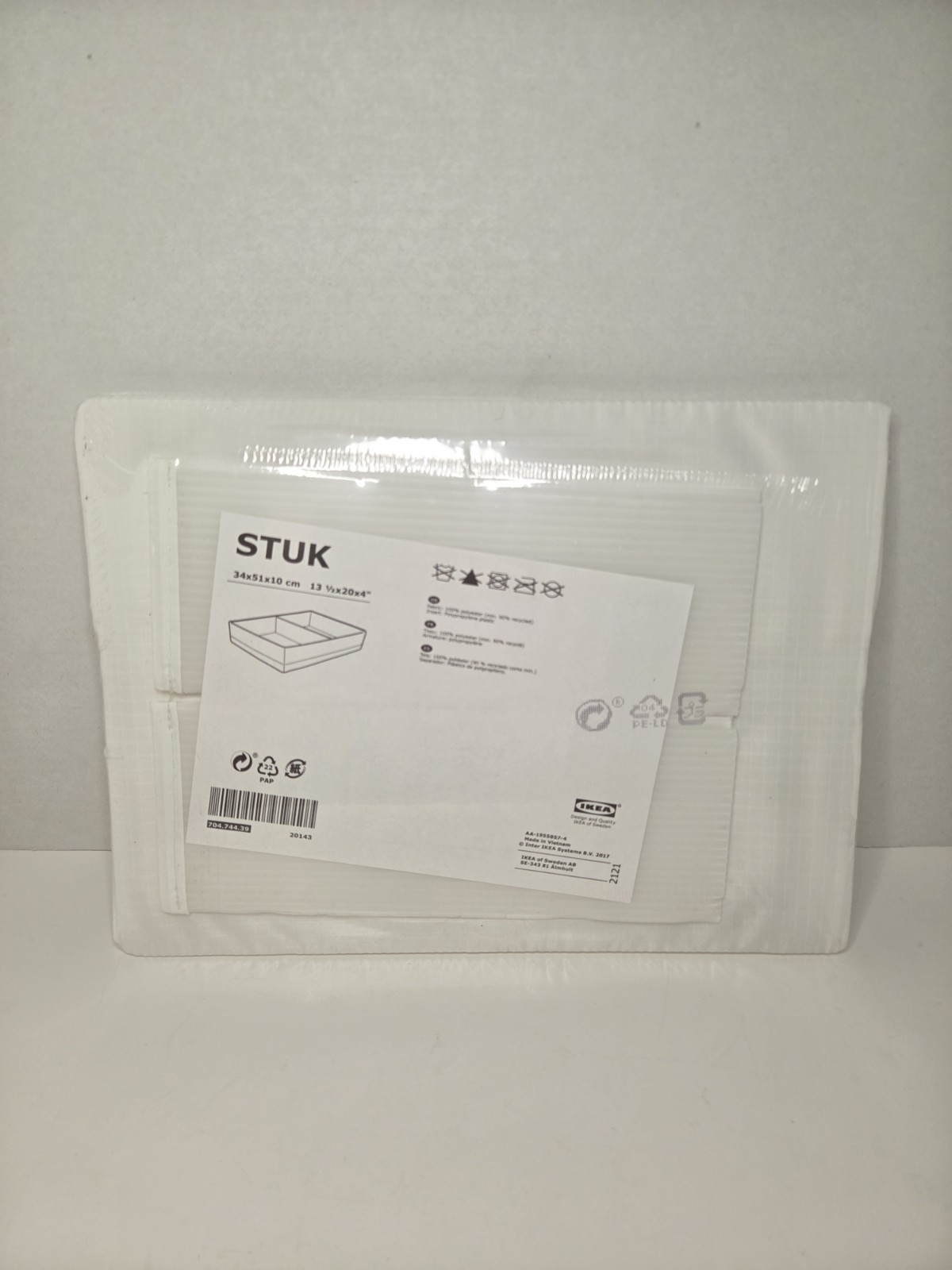 New IKEA STUK Storage Case – 34x51x10 Cm (13.5 x 20 x 4) White Sealed