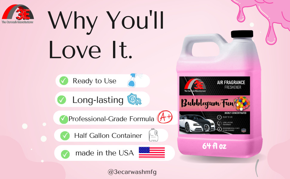 3E Bubble gum Fun 64 fl oz Air Freshener Odor Eliminator, Half Gal FREE SHIPPING