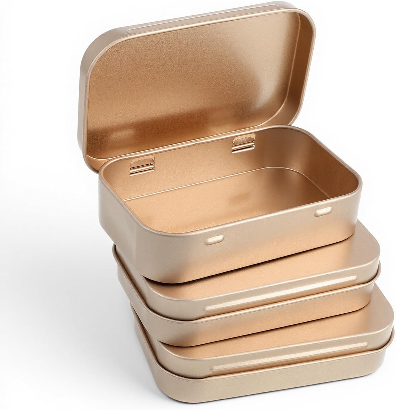 3 PCS Rectangular Metal Tin Box, With Lid Hinged Tins Box Container Empty