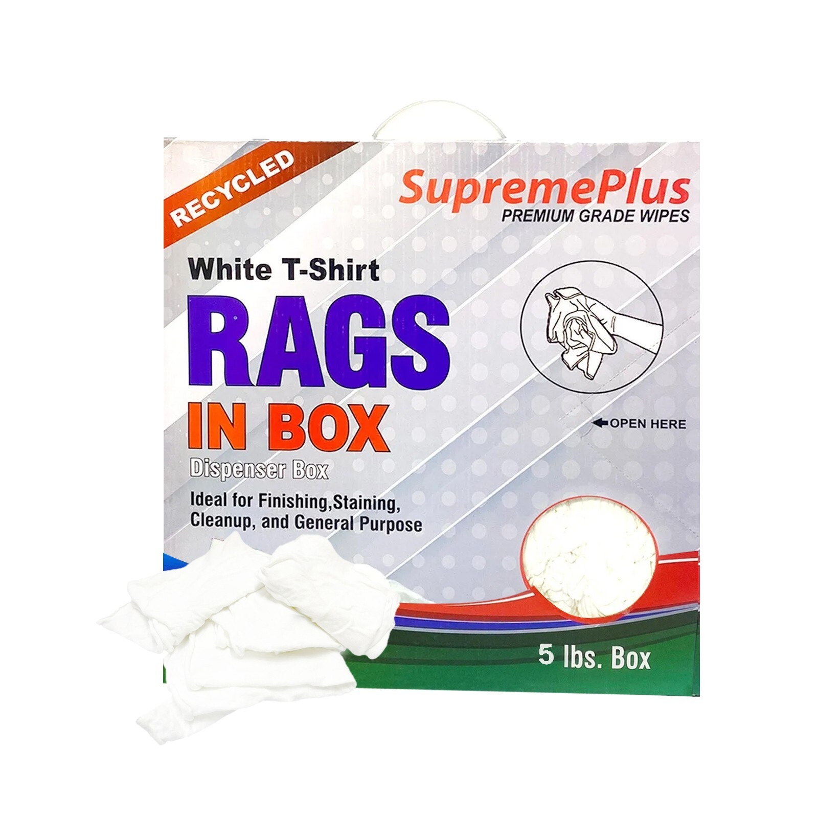 Shop Bulk Rags Recycled – White Cotton Knit Cleaning Wipes – Compressed Boxes