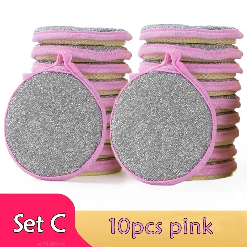 Double-Sided Scouring Pads Dish Pan Washing Sponge Kitchen Cleaning Tool 5/10/20