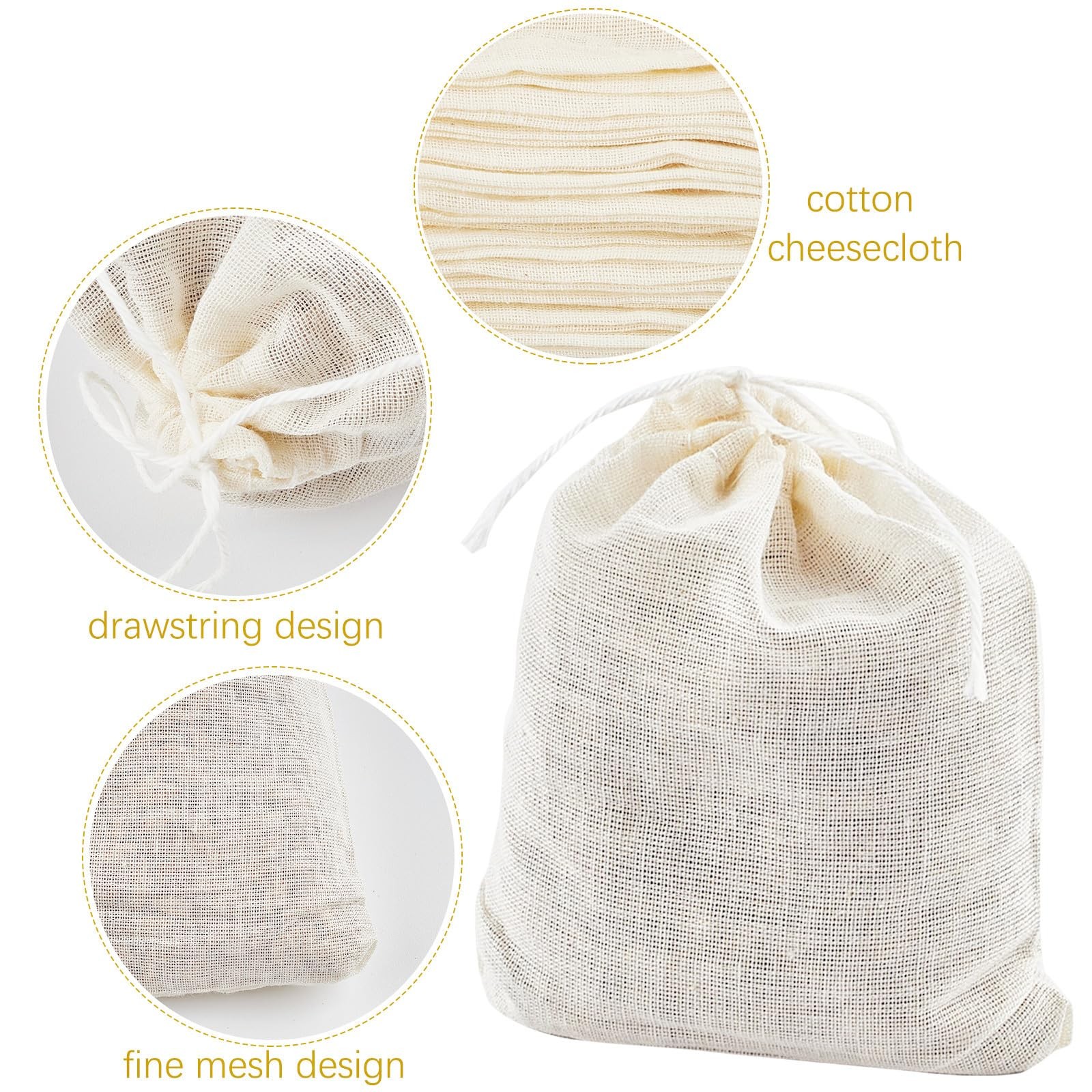 TUZAZO 50 Pcs Muslin Bags with Drawstring 3 x 3×4 inch, 50 pcs, Nature color
