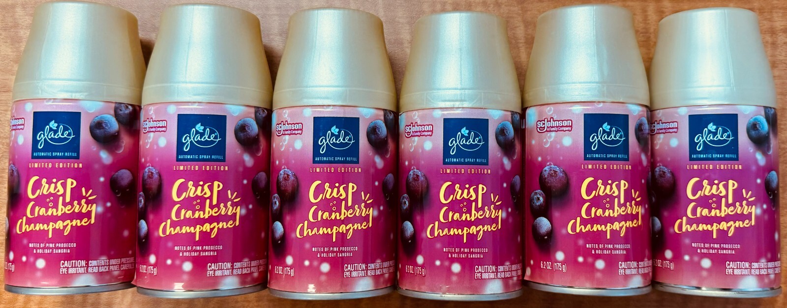 6 Glade Air Freshener Spray Refills Crisp Cranberry Champagne Limited Ed Holiday