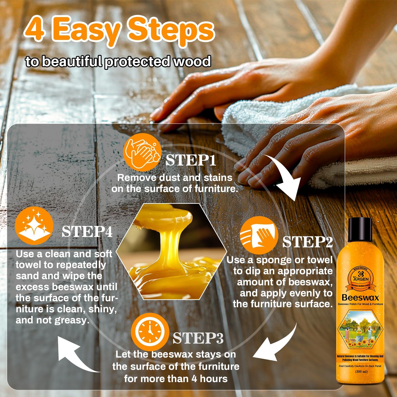 Beeswax Furniture Polish Natural Wood Wax Conditioner 300ML