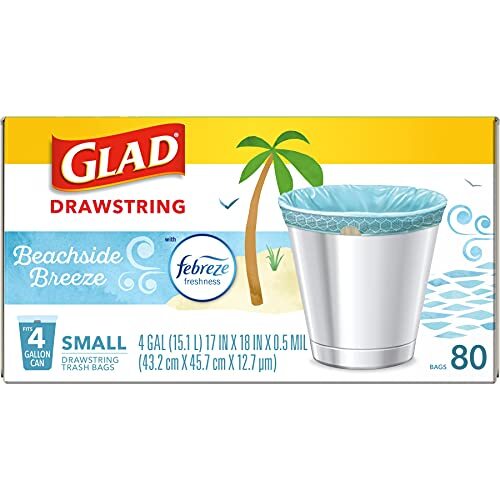Glad 4 Gallon Drawstring Trash Bags 80 Count Blue Febreze Freshness Odor Control