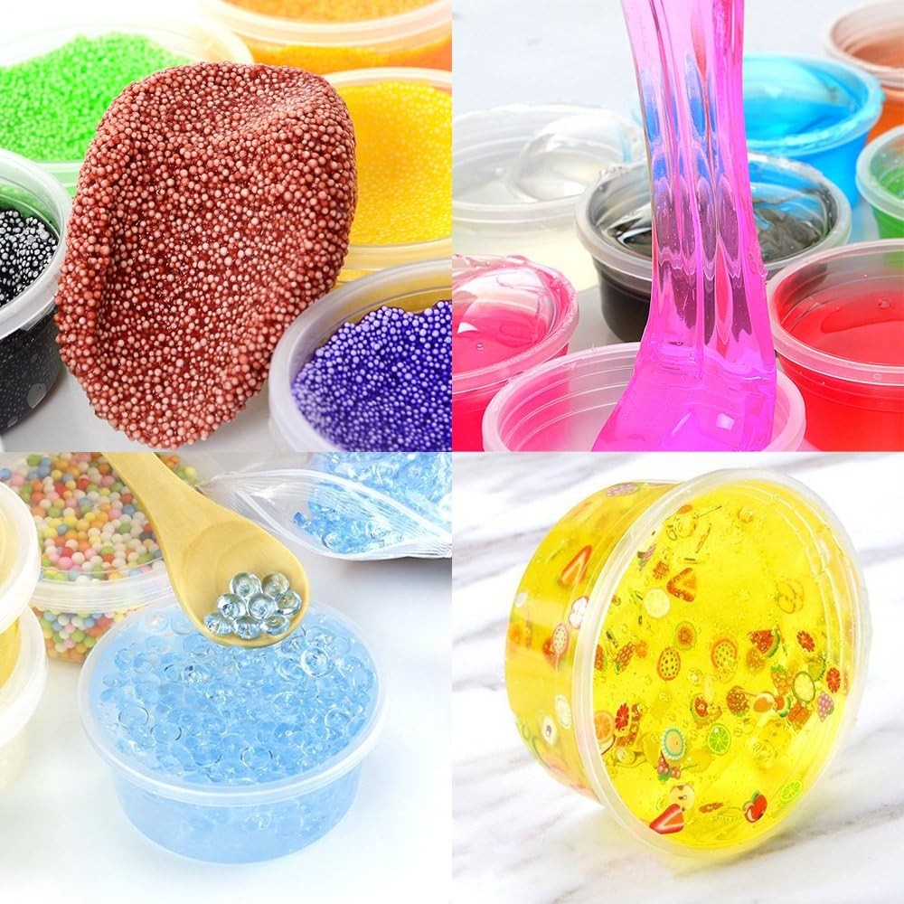 Augshy Small Slime Containers With Lids, 50 Pack 2 oz-50 Pack, Clear Lids