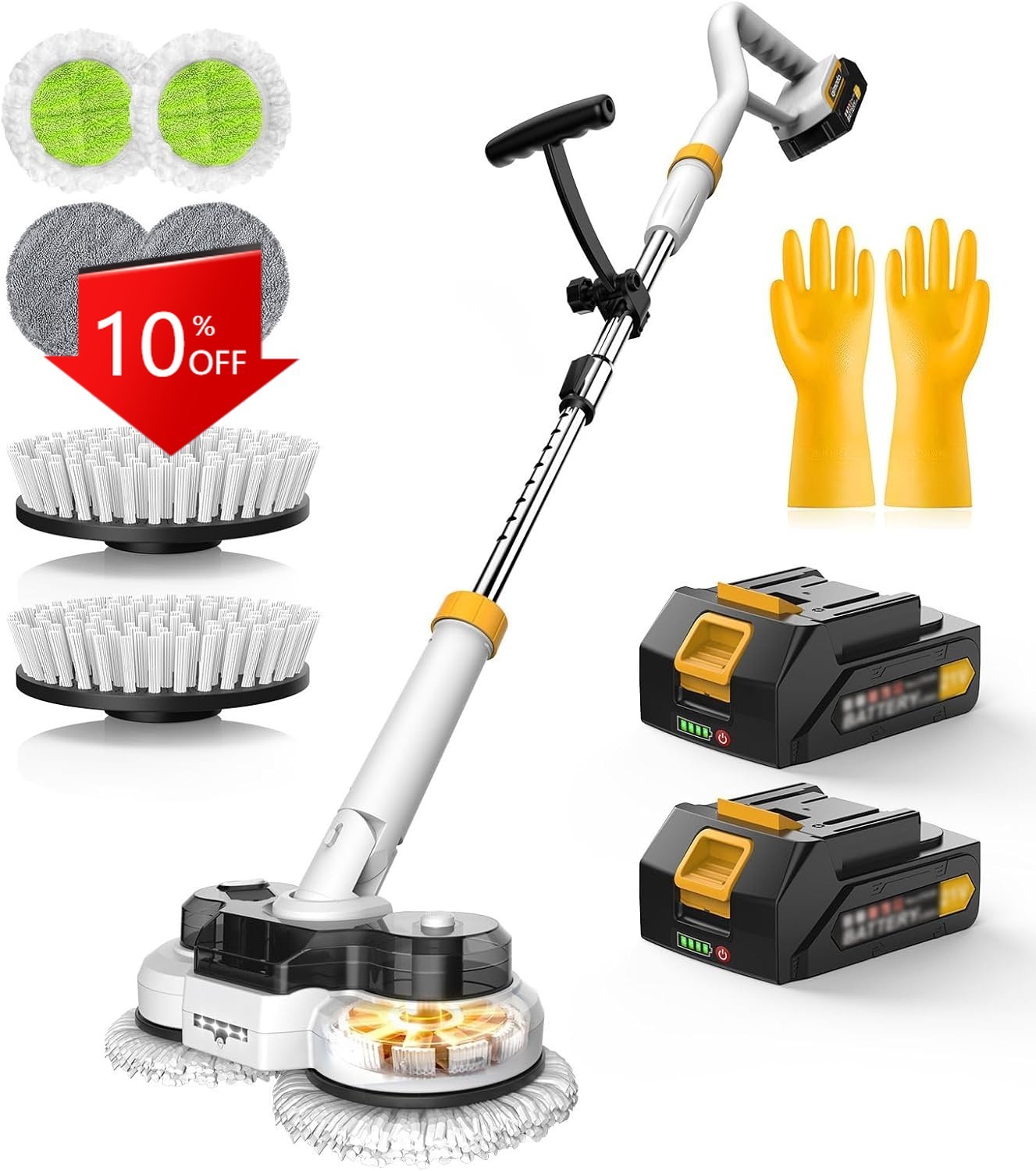 NEW,800RPM Cordless Electric Mop, 6000mAh Battery Electric Power Scrubber